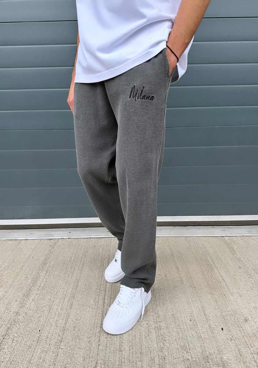 Charcoal Relaxed Waffle Pants. – Milana Studios