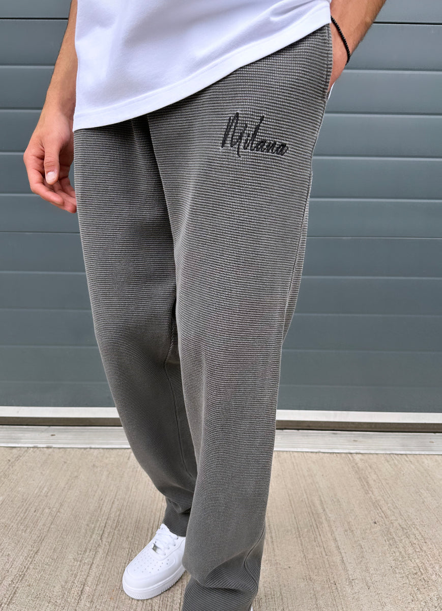 Charcoal Relaxed Waffle Pants. – Milana Studios