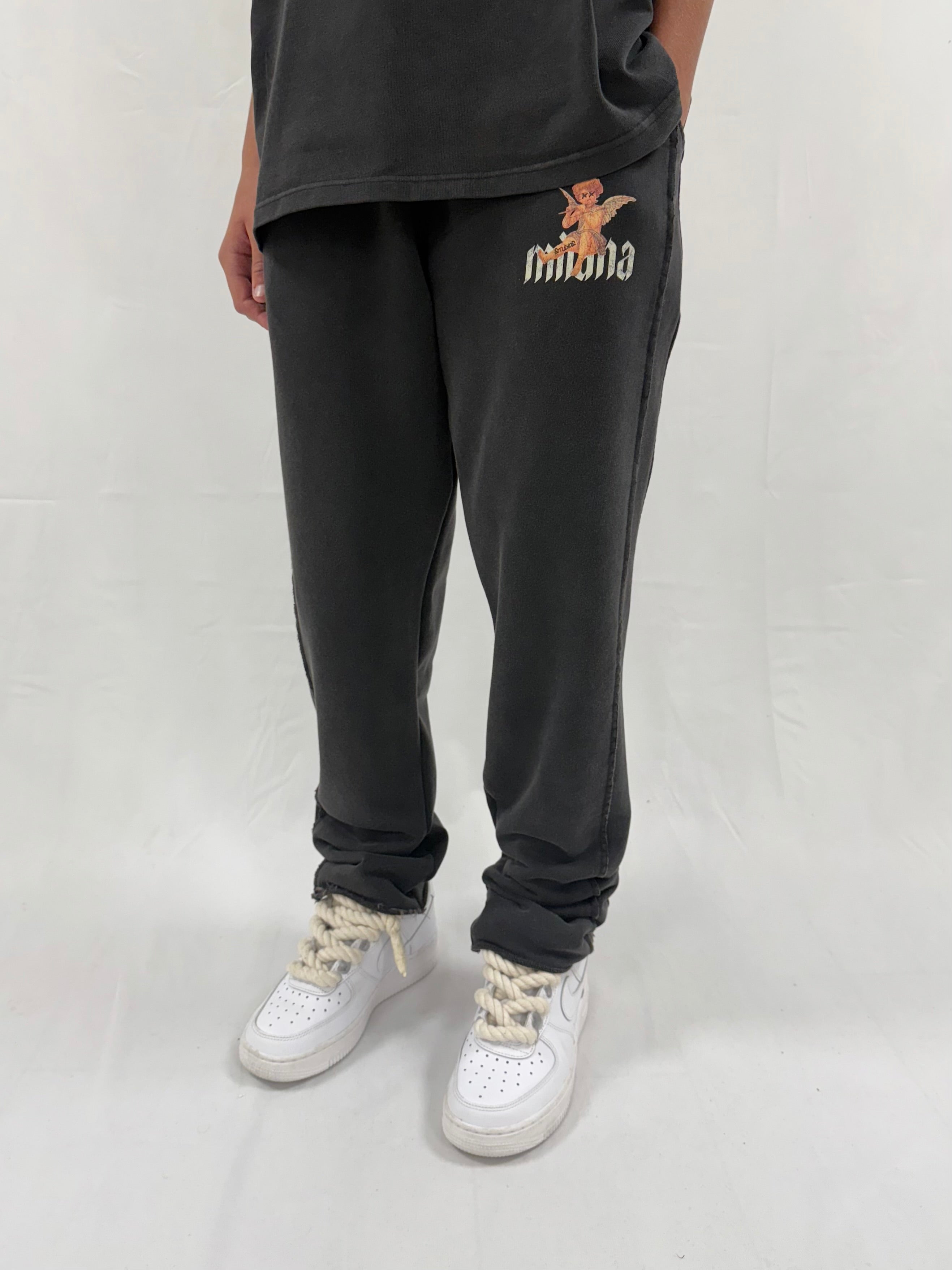 Washed Black Cherub Kids Relaxed Sweatpants.