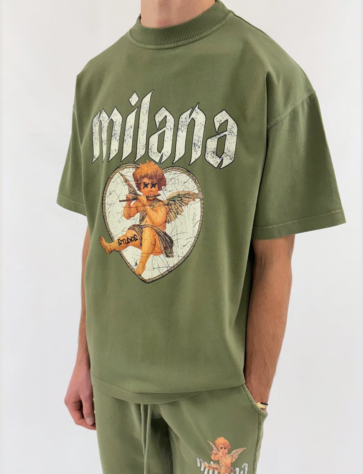 Washed Military Green Heavyweight T-shirt.