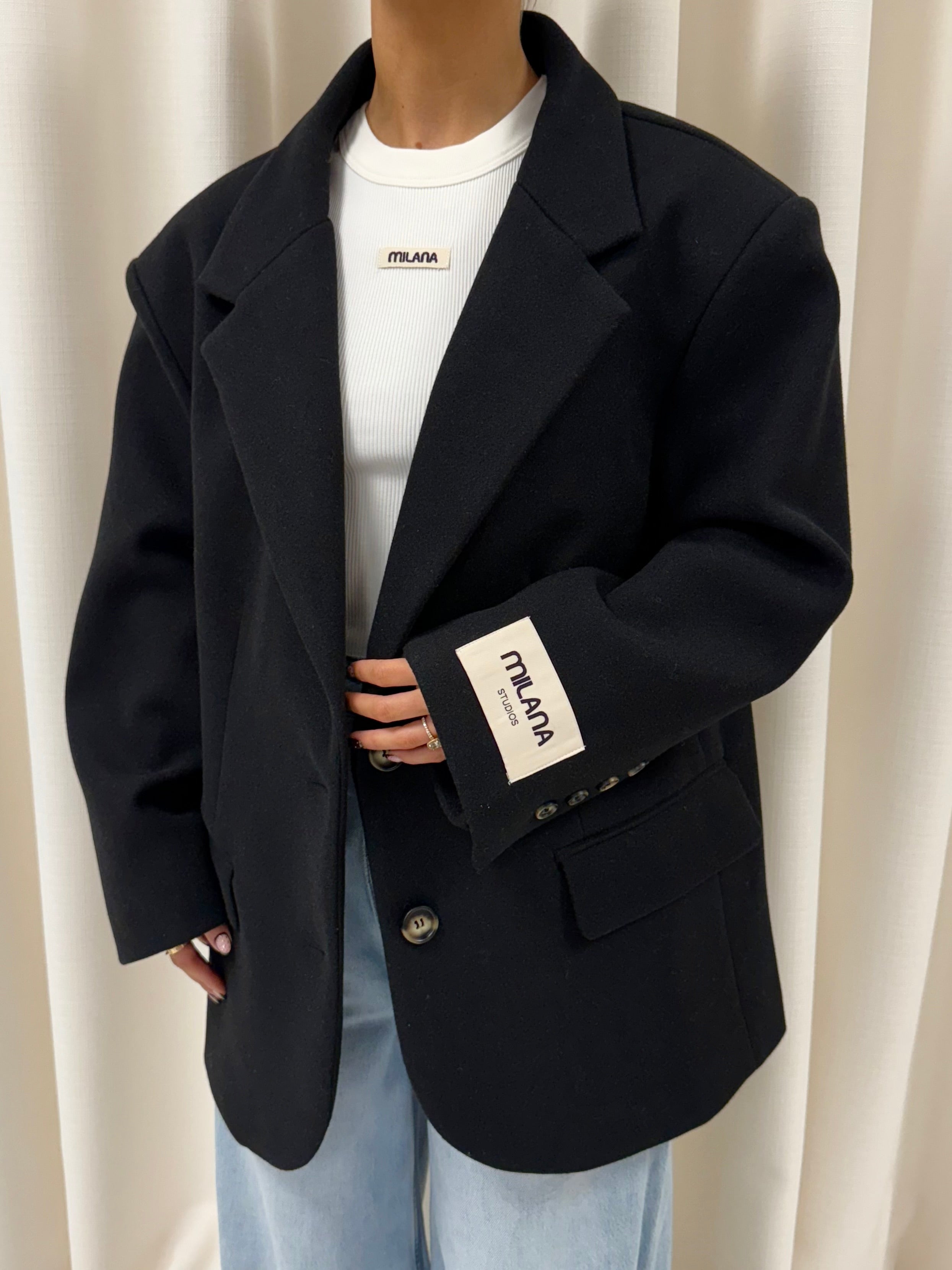 Black Oversized Structured Blazer.