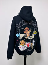 Load image into Gallery viewer, Black Heavyweight Graphic Hoodie.