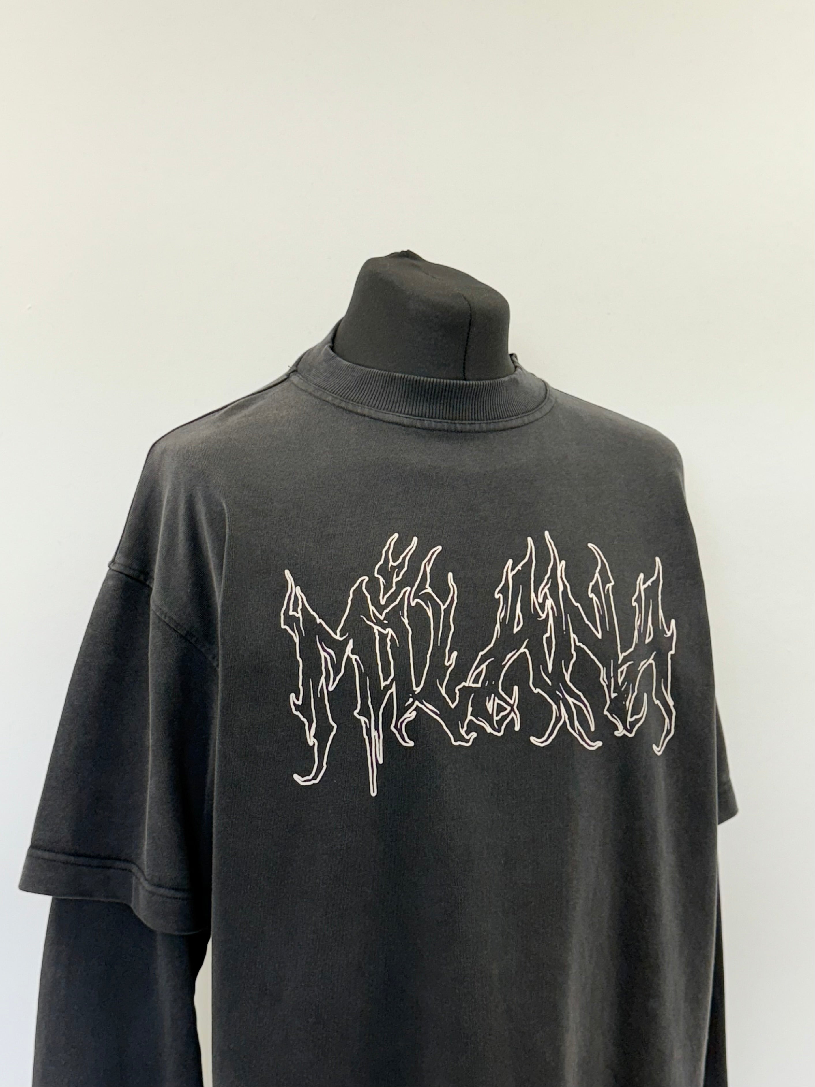 Washed Black Milana Heavyweight T-shirt Long Sleeve.