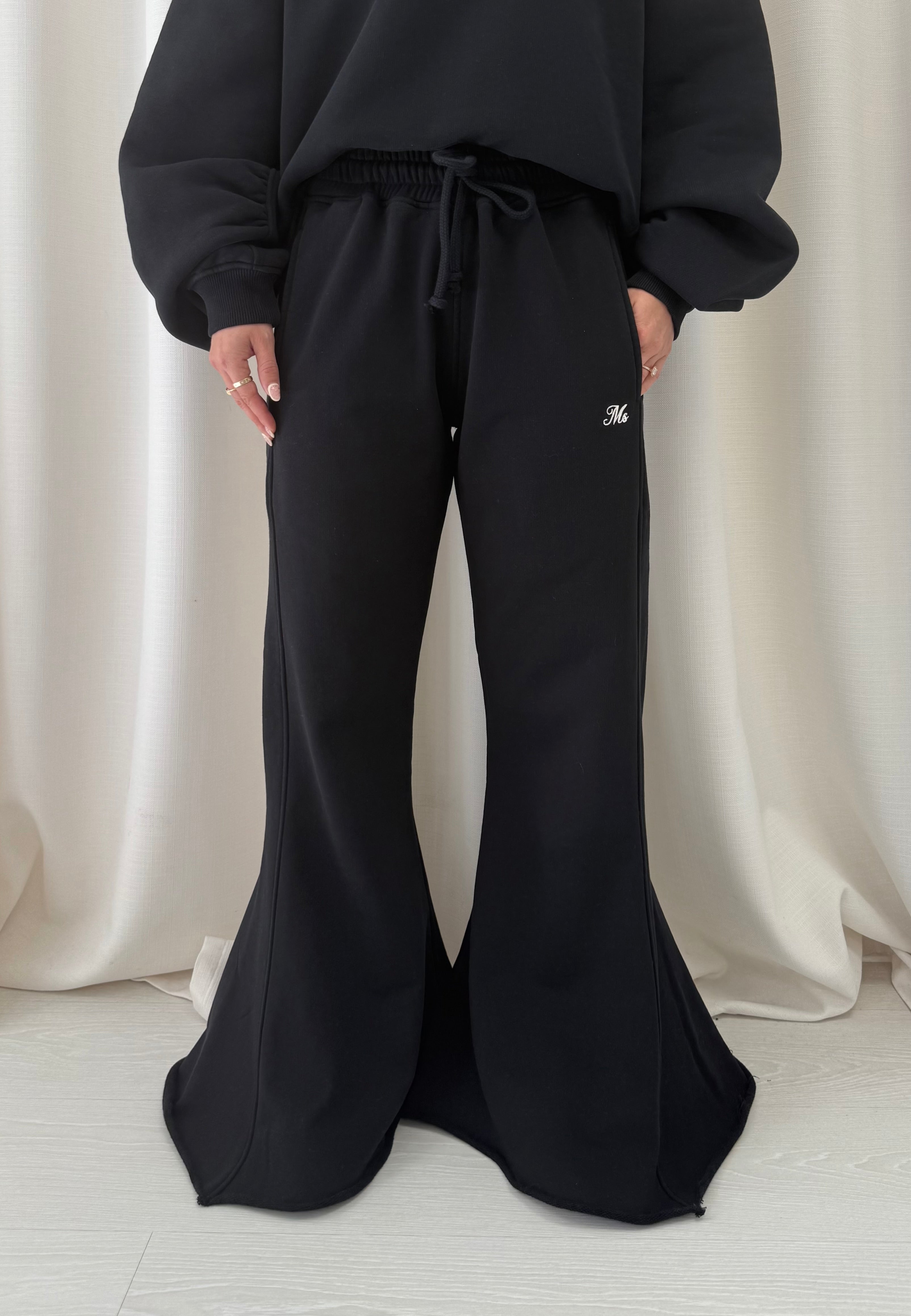 Black Flared Heavyweight Sweatpants.