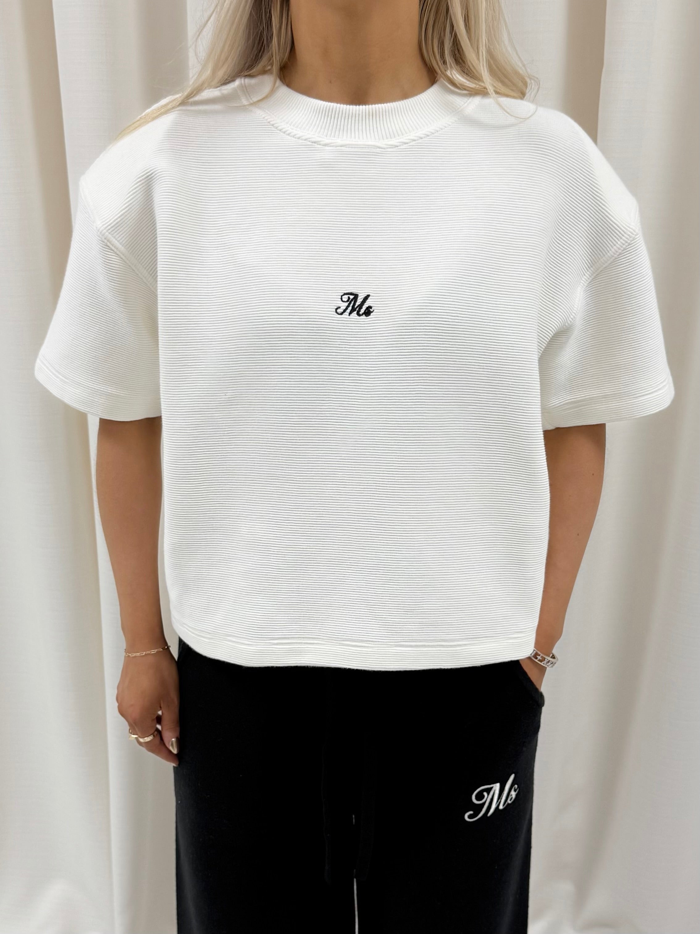 Cream Aura Ribbed Top.