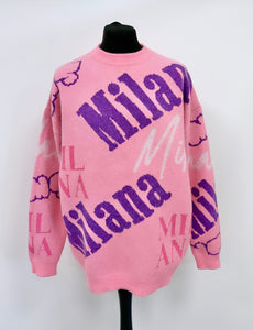 Pink All Over Heavyweight Knit Sweatshirt