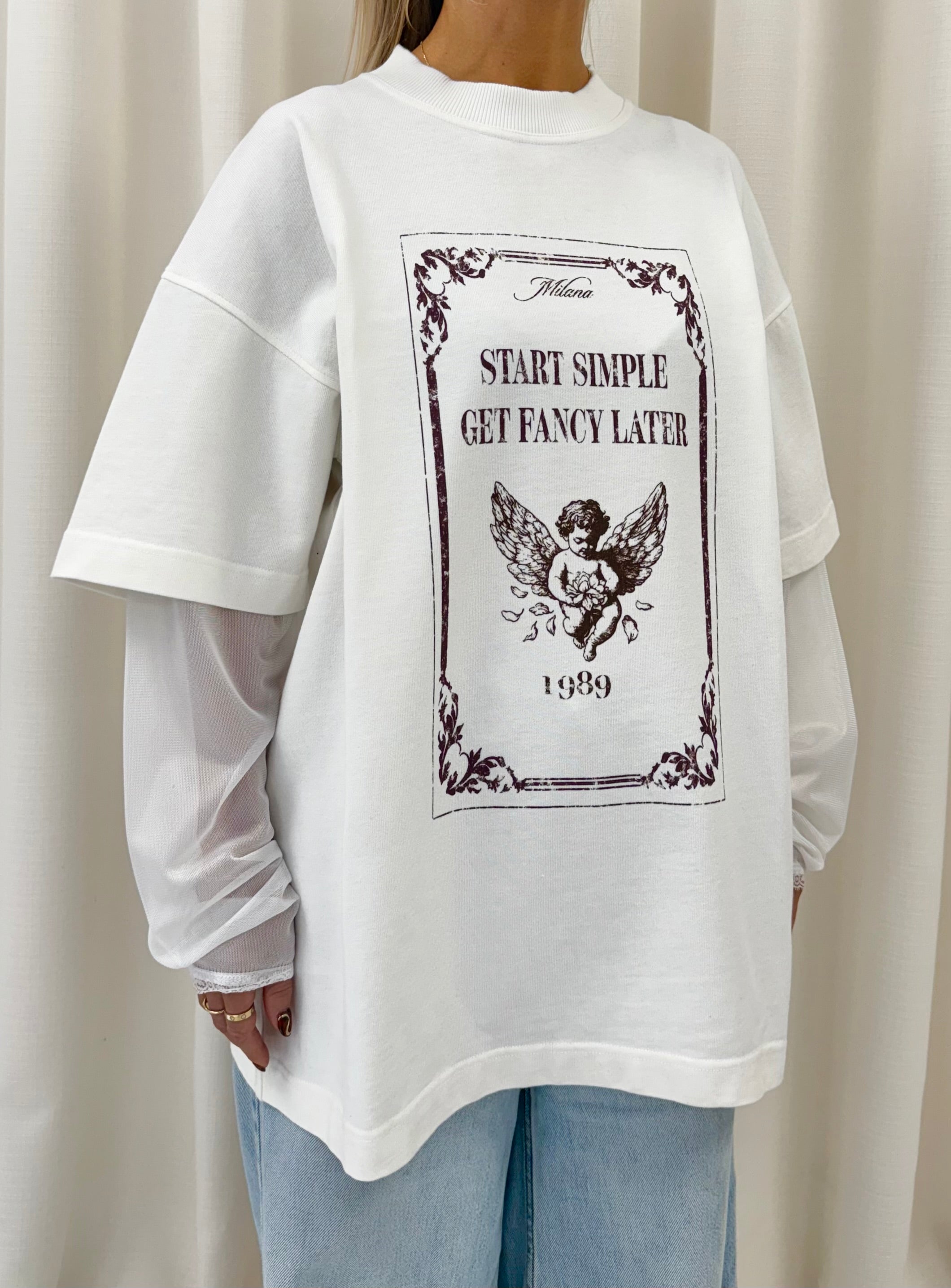 Off White Cherub Stamp Mesh Heavyweight Long Sleeve.