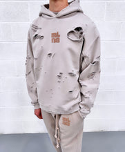 Load image into Gallery viewer, Washed Taupe Heavyweight Distressed Hoodie.