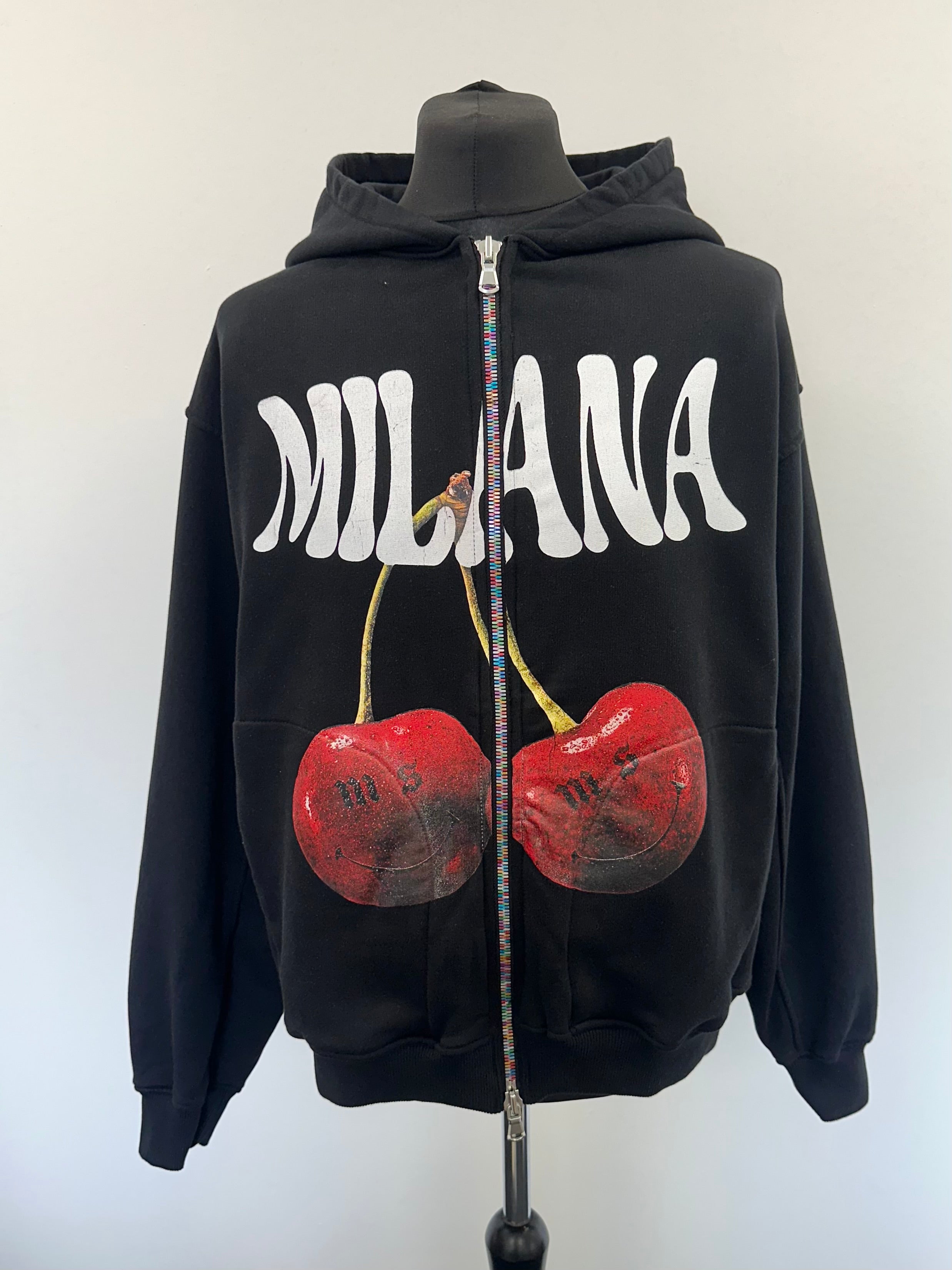 Black Cherry Multi Color Zip Hoodie.