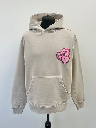 Washed Taupe Heavyweight Hearts Hoodie.