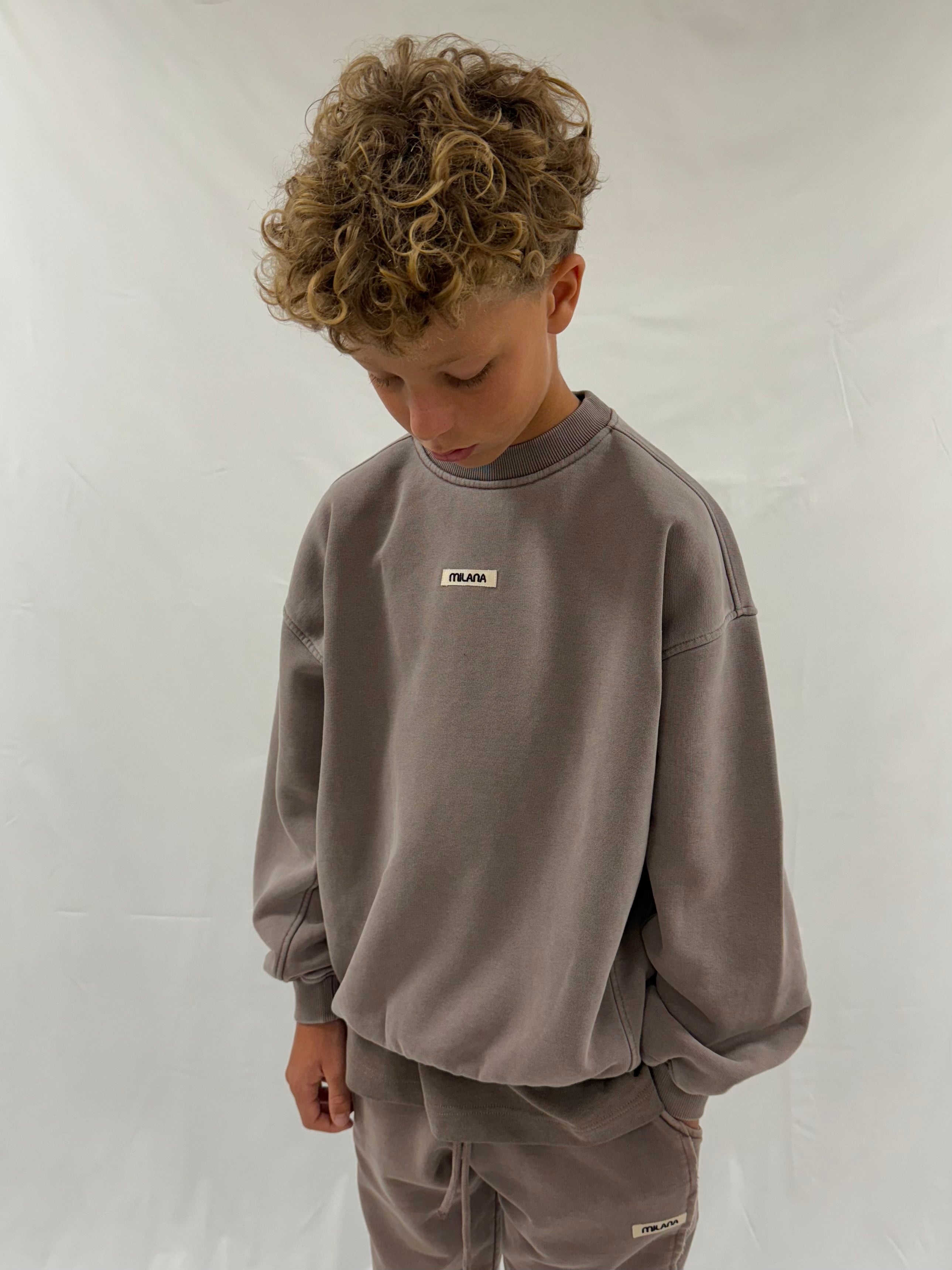 Washed Brown Core Kids Sweatshirt.