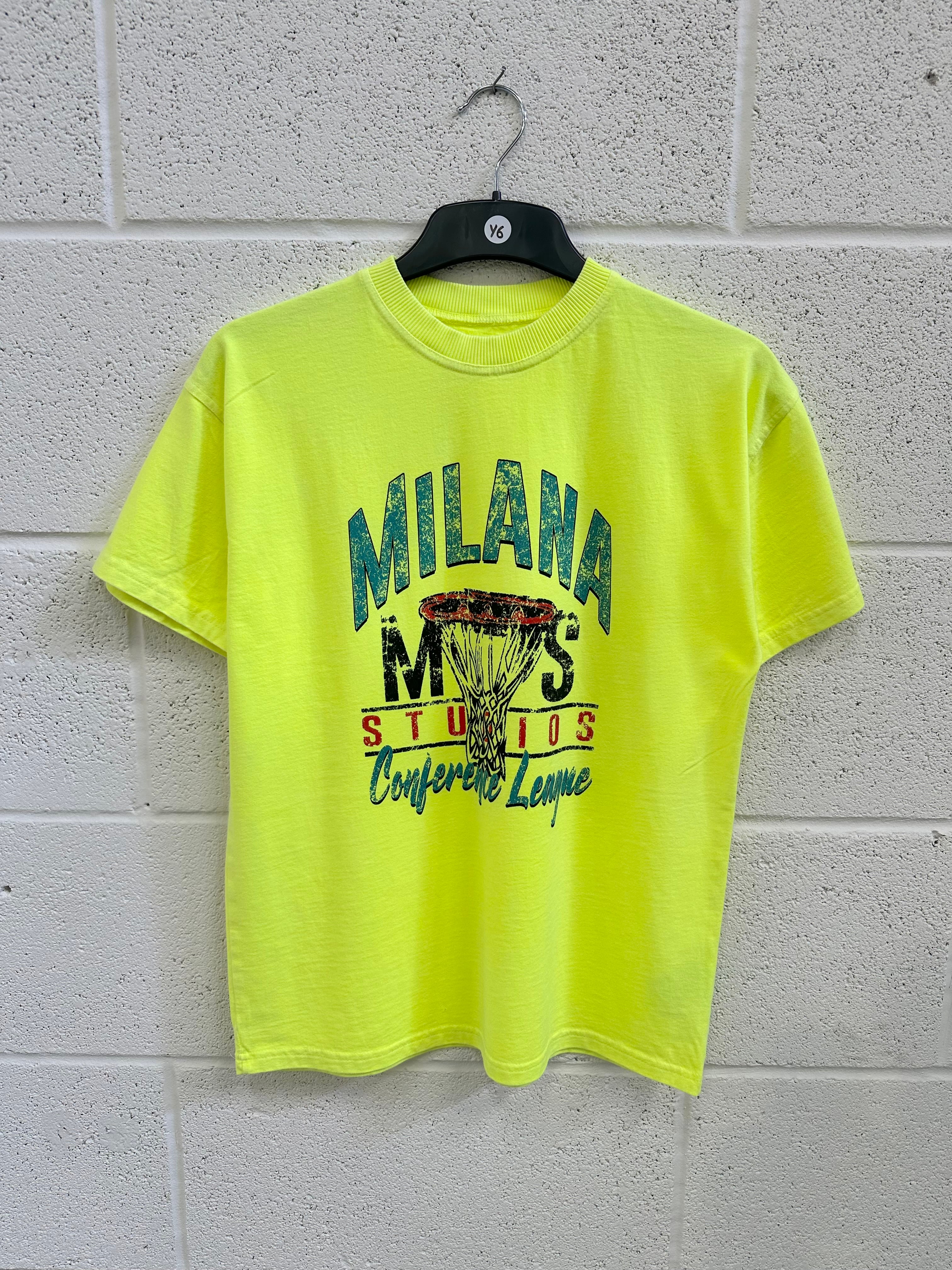 #Y5 Washed Neon Yellow Basketball T-shirt.