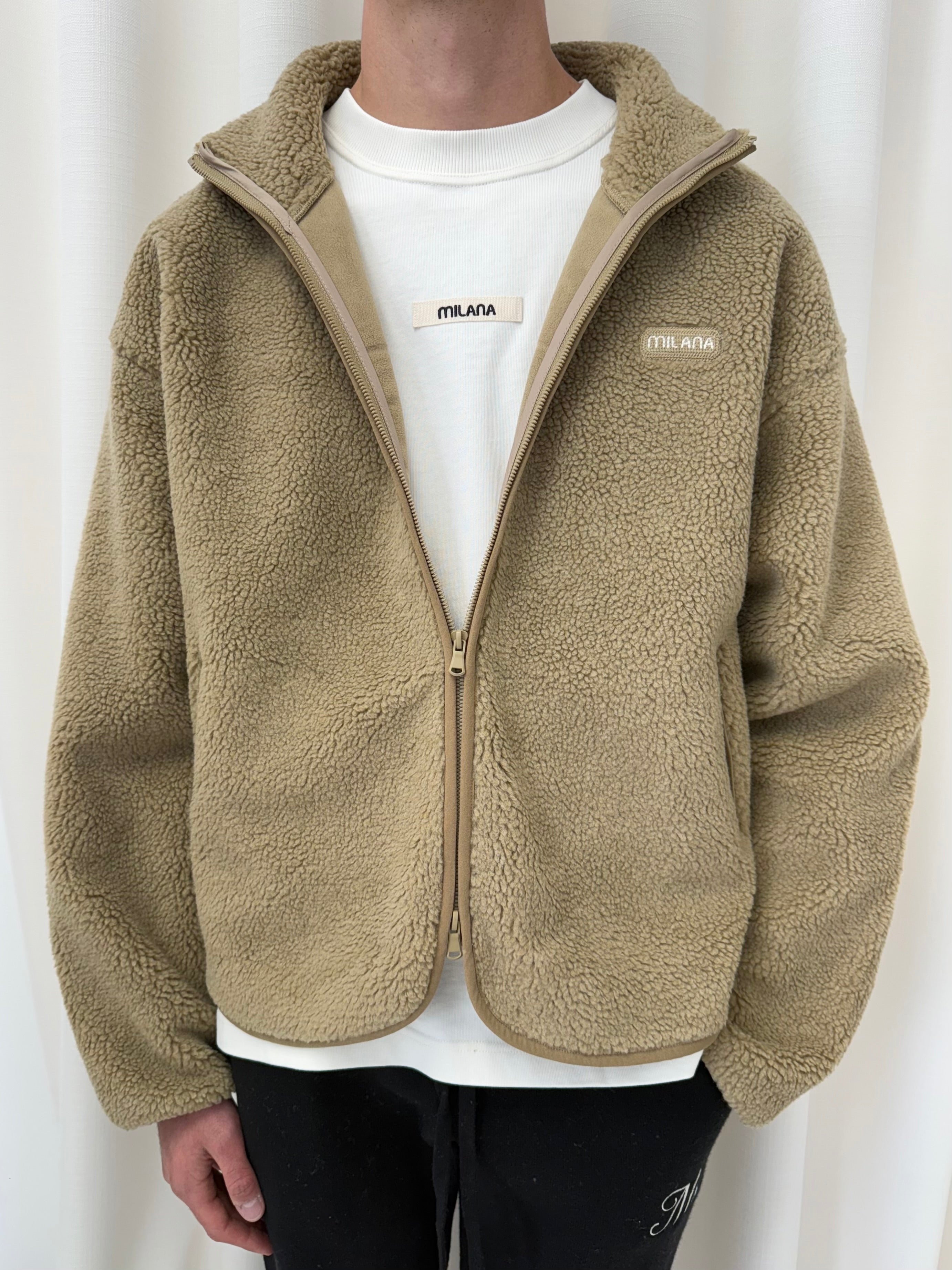 Khaki Brown Heavyweight Milana Zip Fleece.