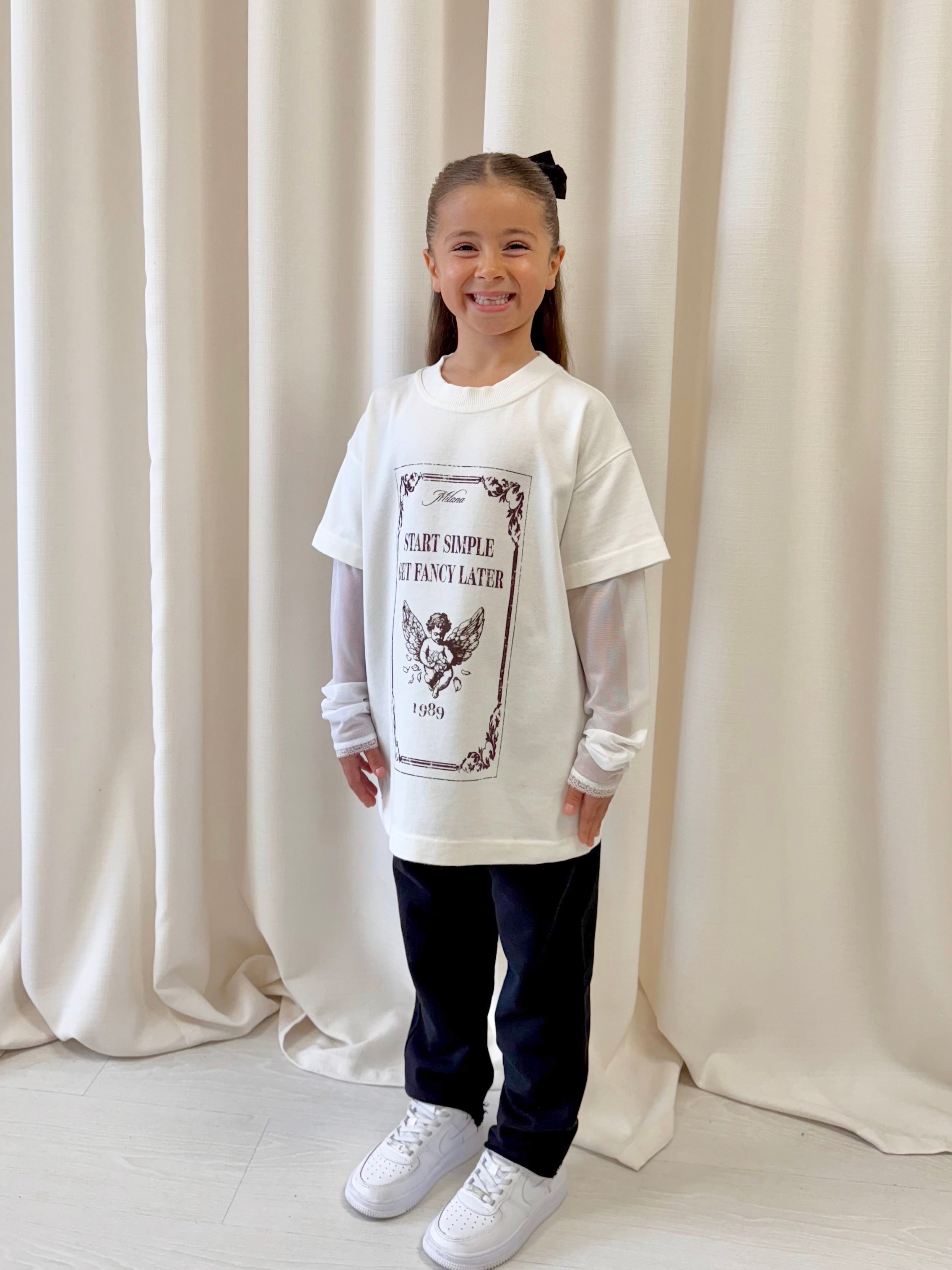 Off White Cherub Stamp Kids Long Sleeve.