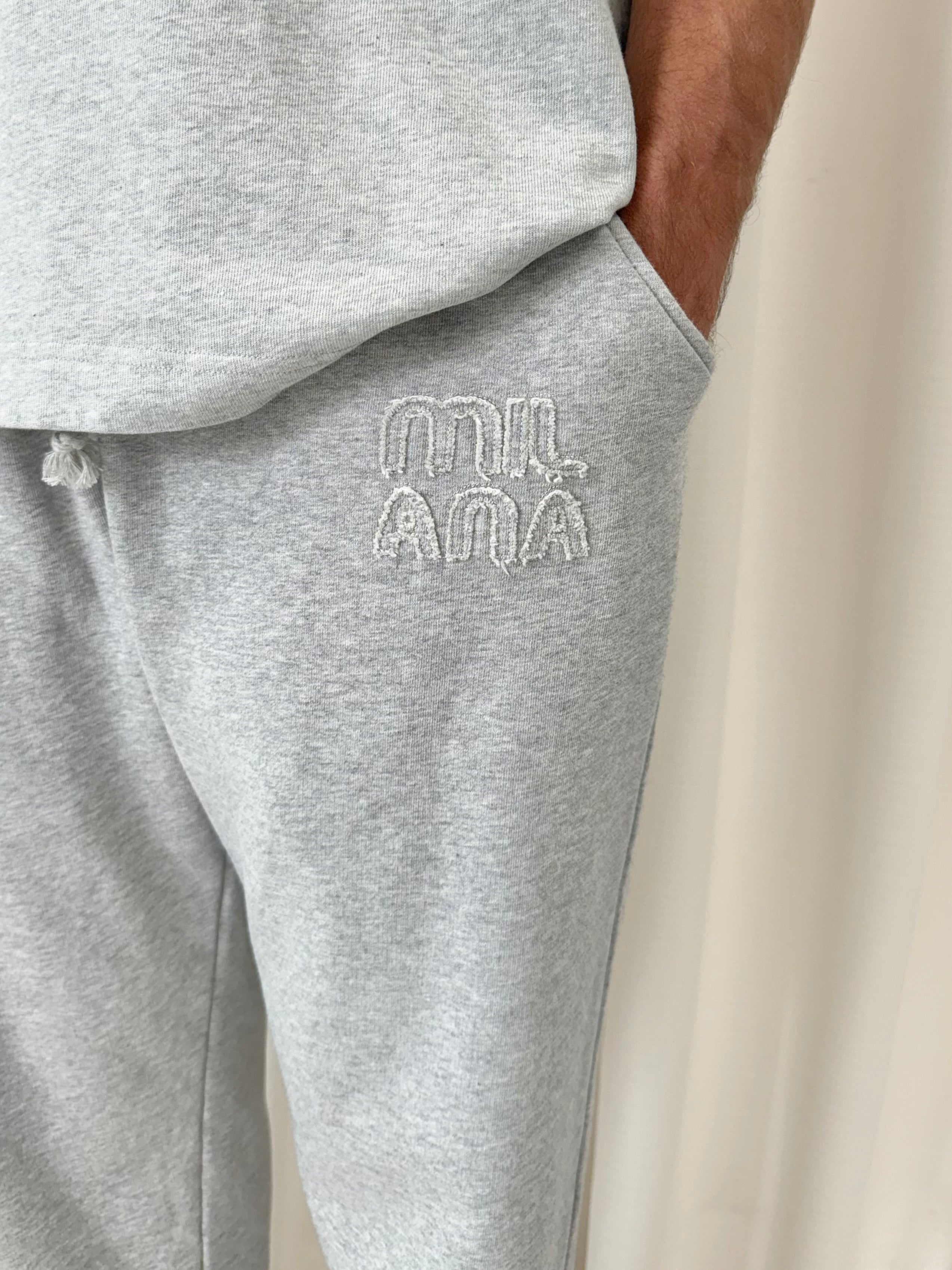 Marl Grey Milana Appliqué Heavyweight Relaxed Sweatpants.