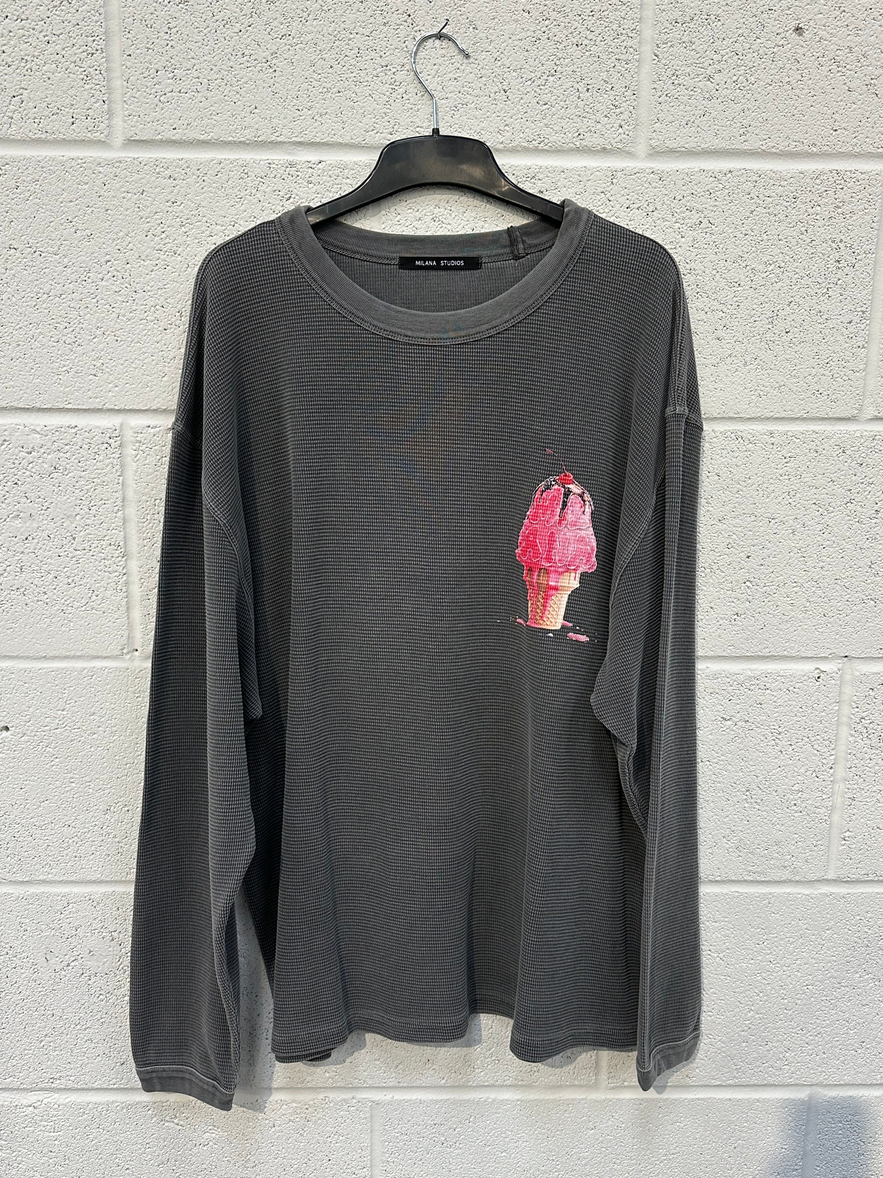 #CC71 Washed Charcoal Ice Cream Waffle Heavyweight Long Sleeve.