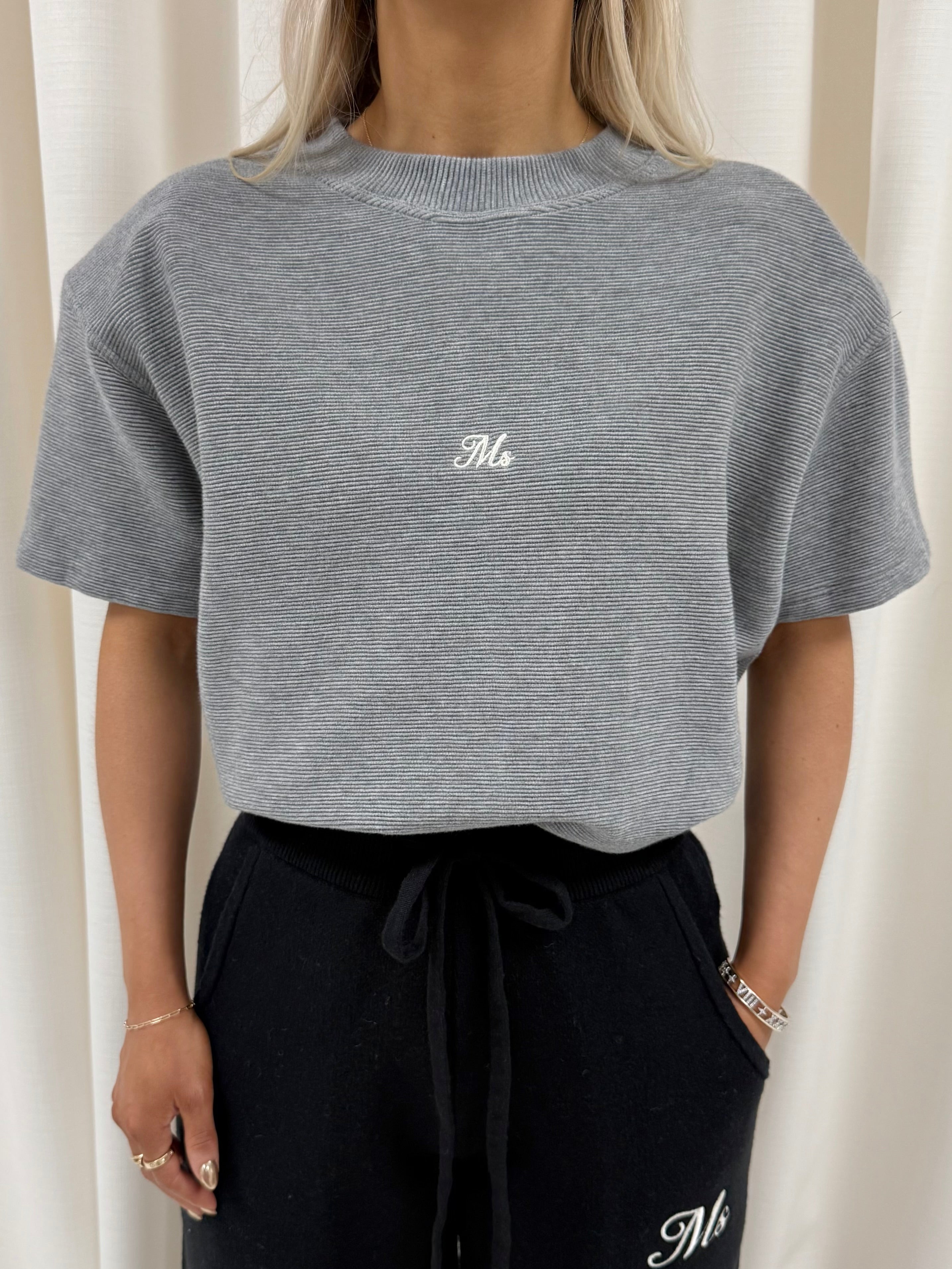 Marl Grey Aura Ribbed Top.