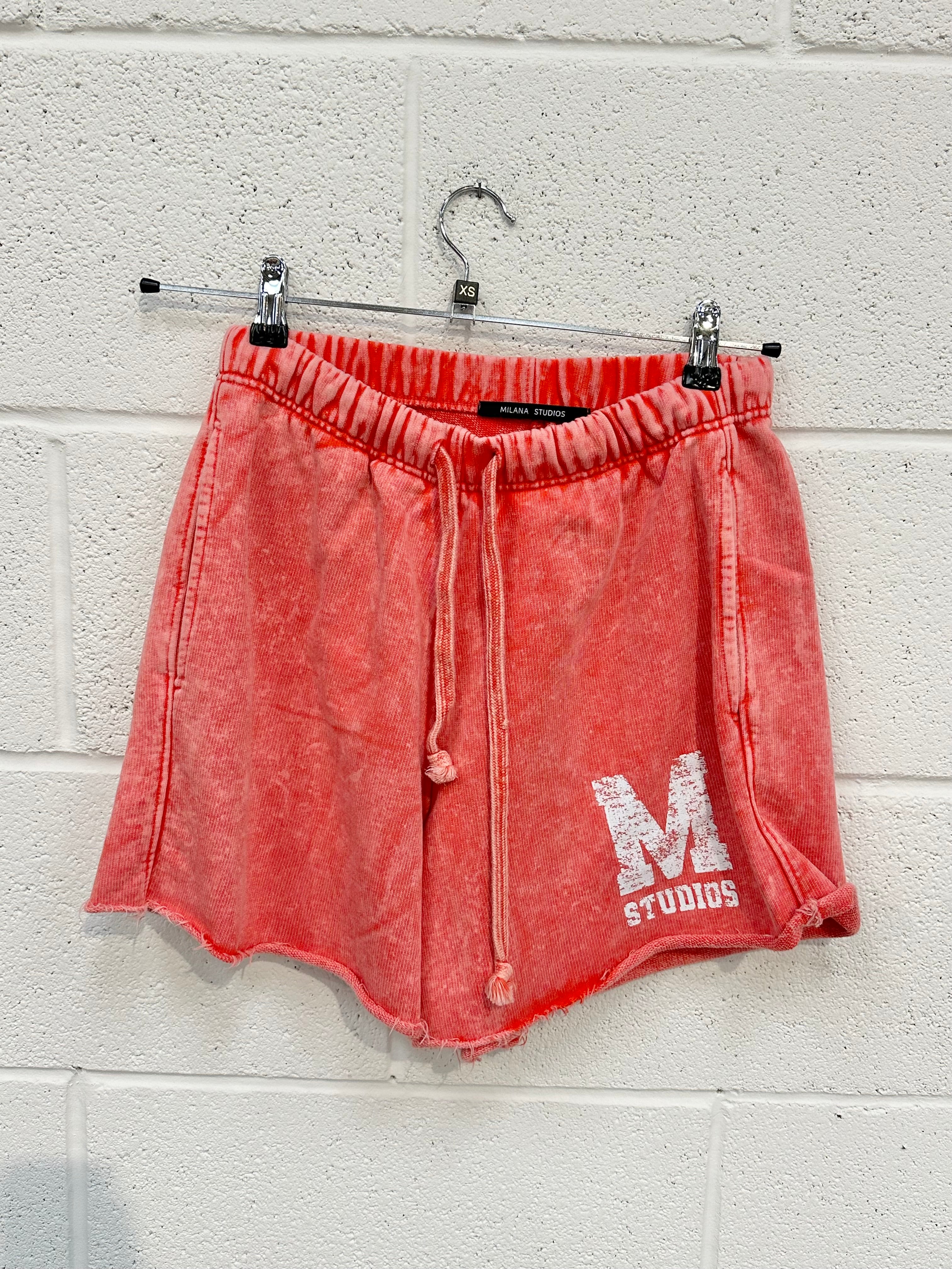 #P4 Washed Apple Red Shorts.