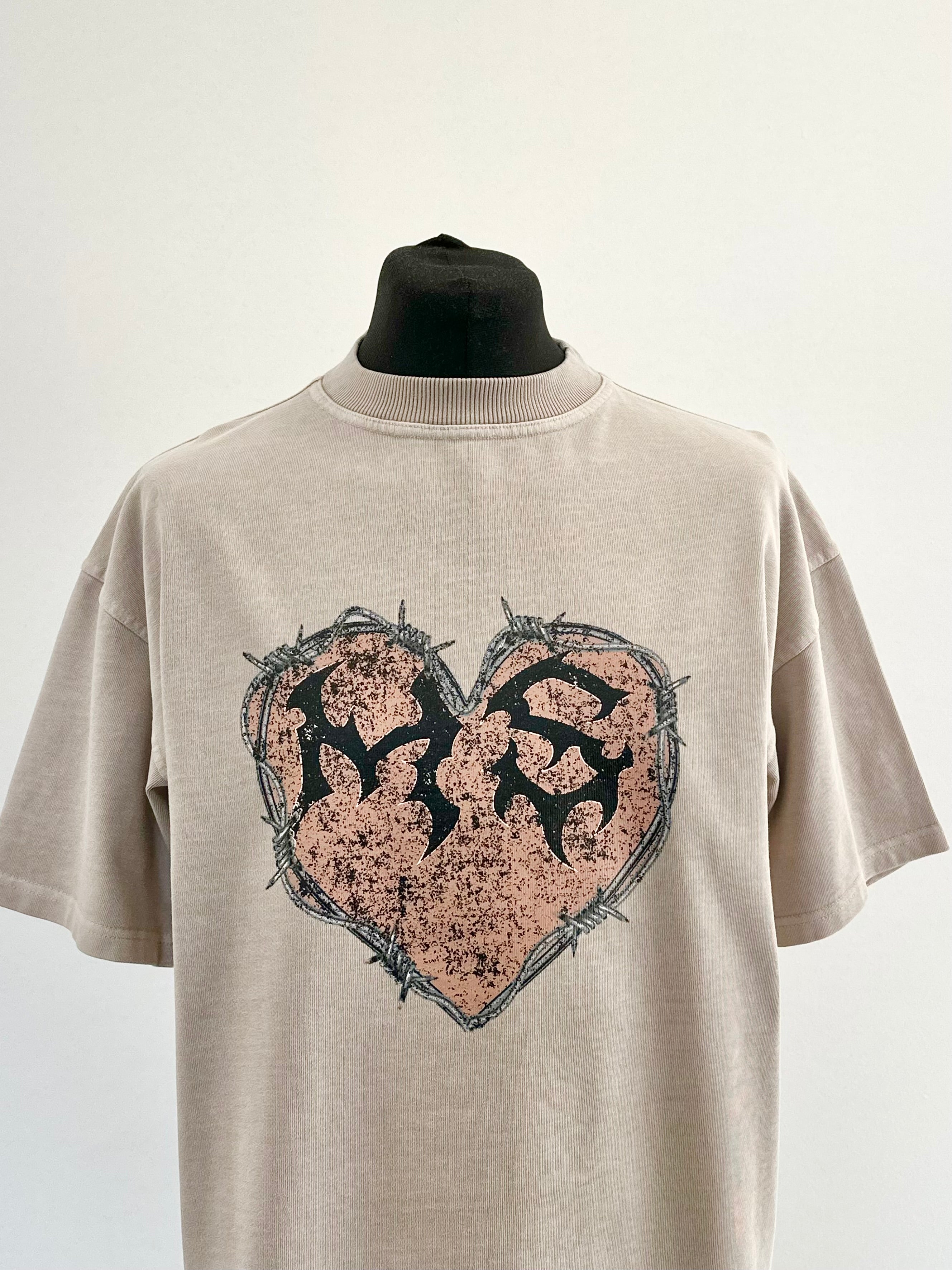 Washed Taupe MS Heart Heavyweight T-shirt.