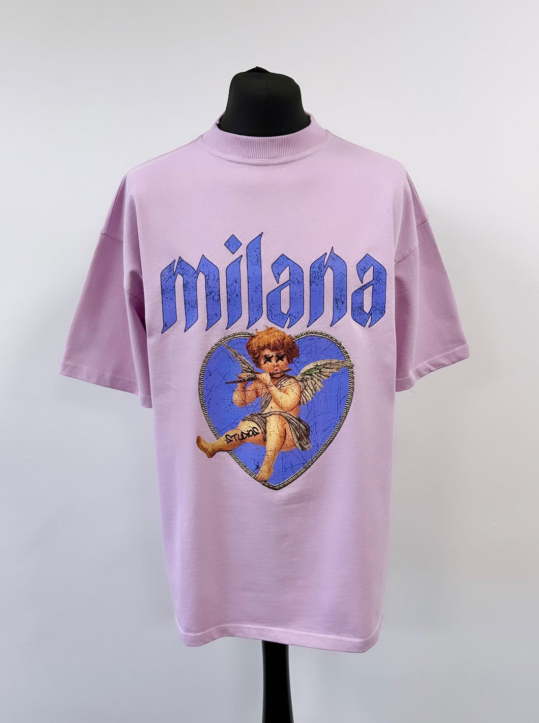 Lilac Heavyweight Cherub T-shirt.