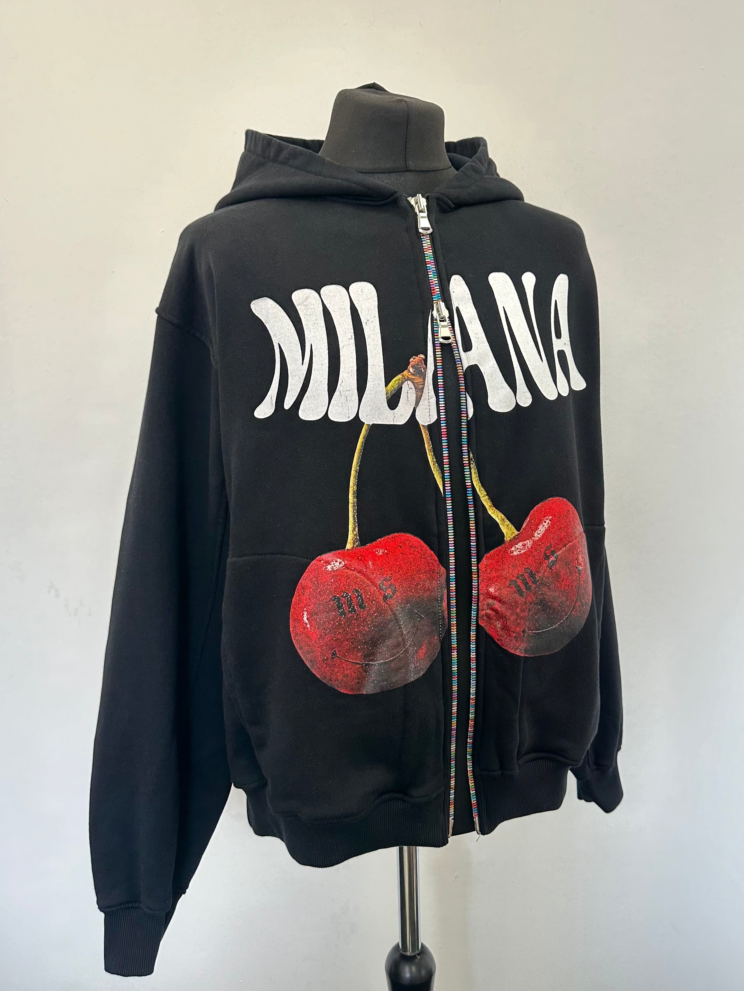 Black Cherry Multi Color Zip Hoodie.