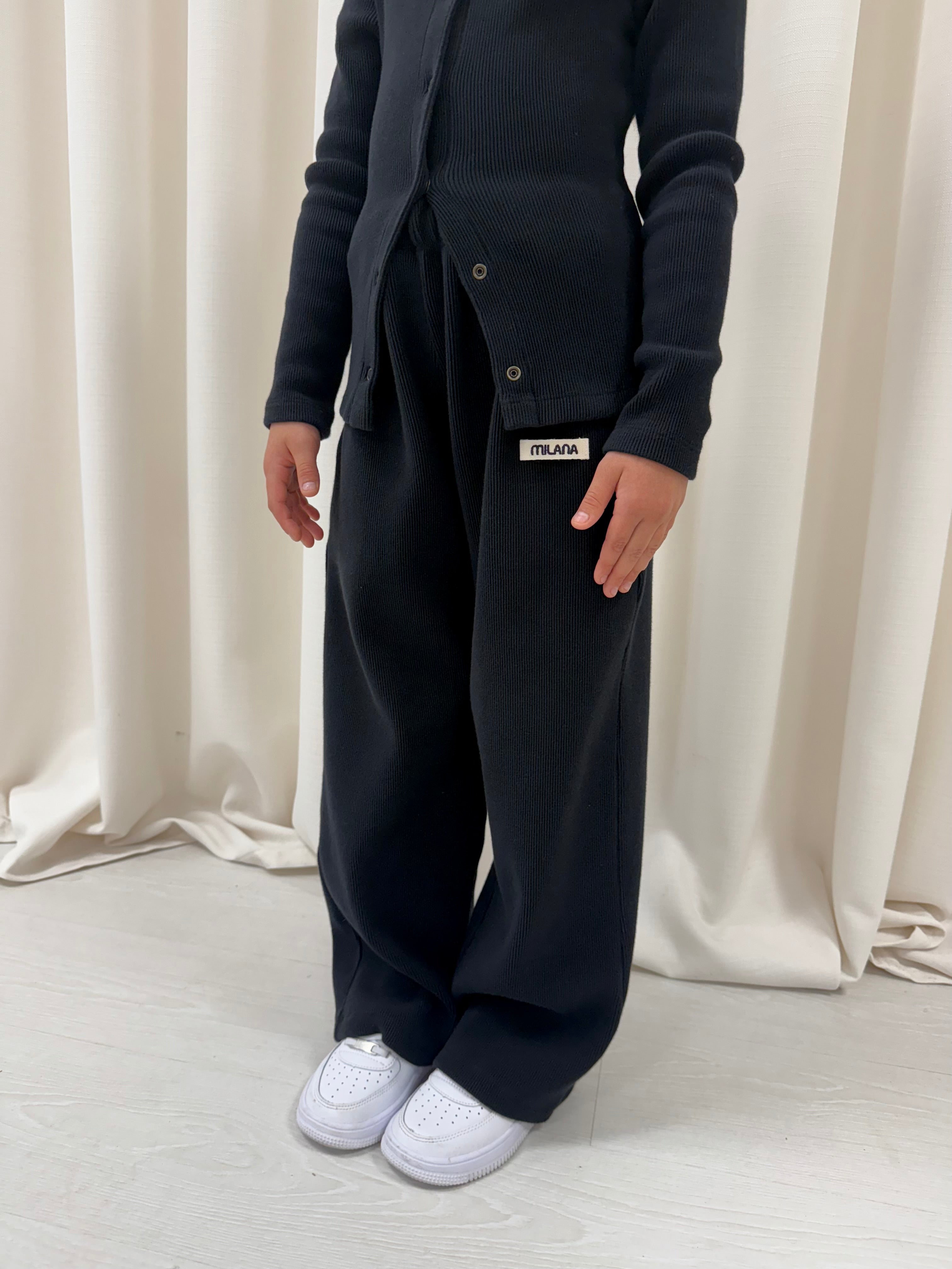 Black Core Soft Rib Kids Sweatpants.