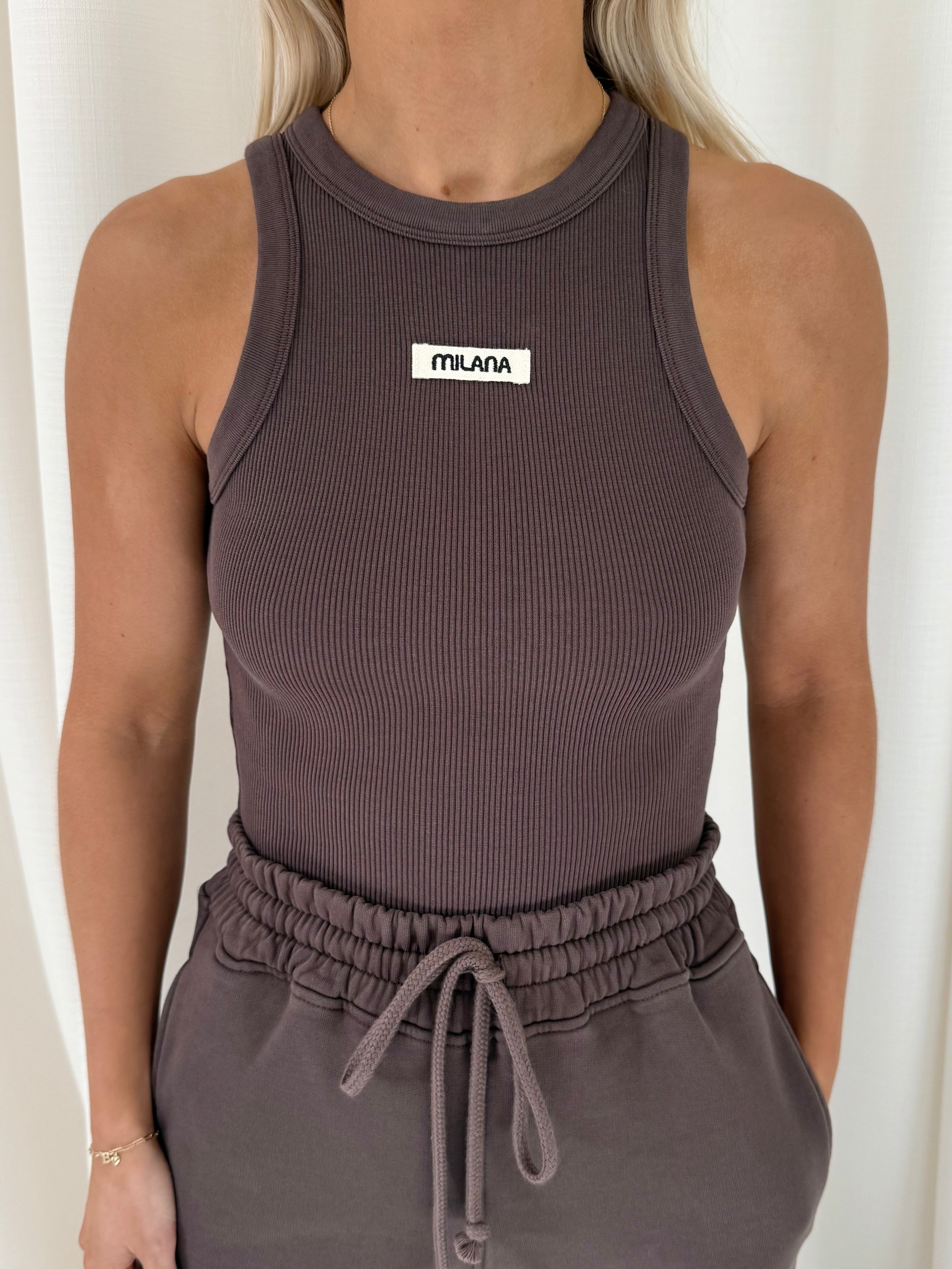 Chocolate Brown Core Ribbed Vest.