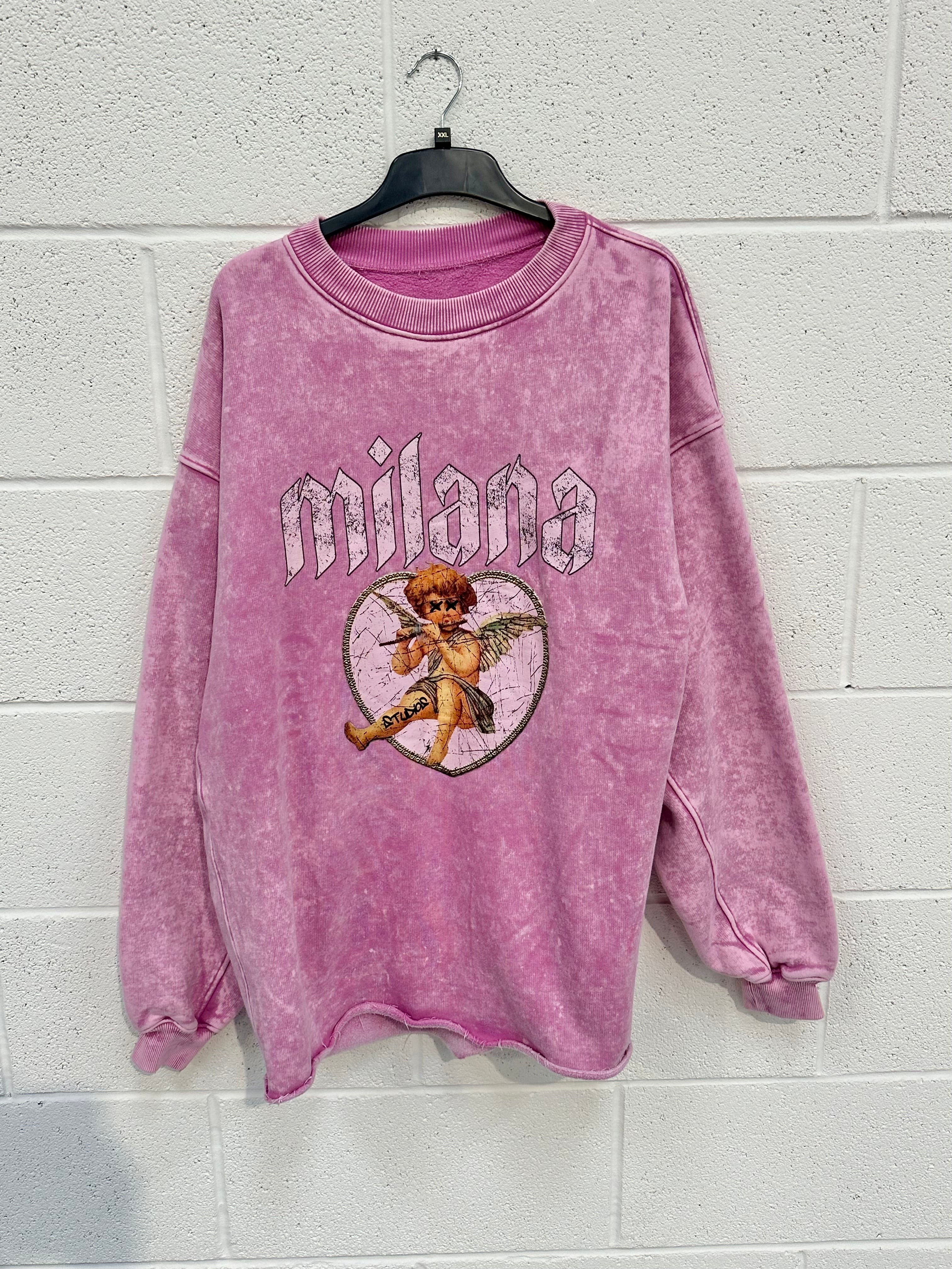 #P1 Washed Pink Cherub Heavyweight Sweatshirt.