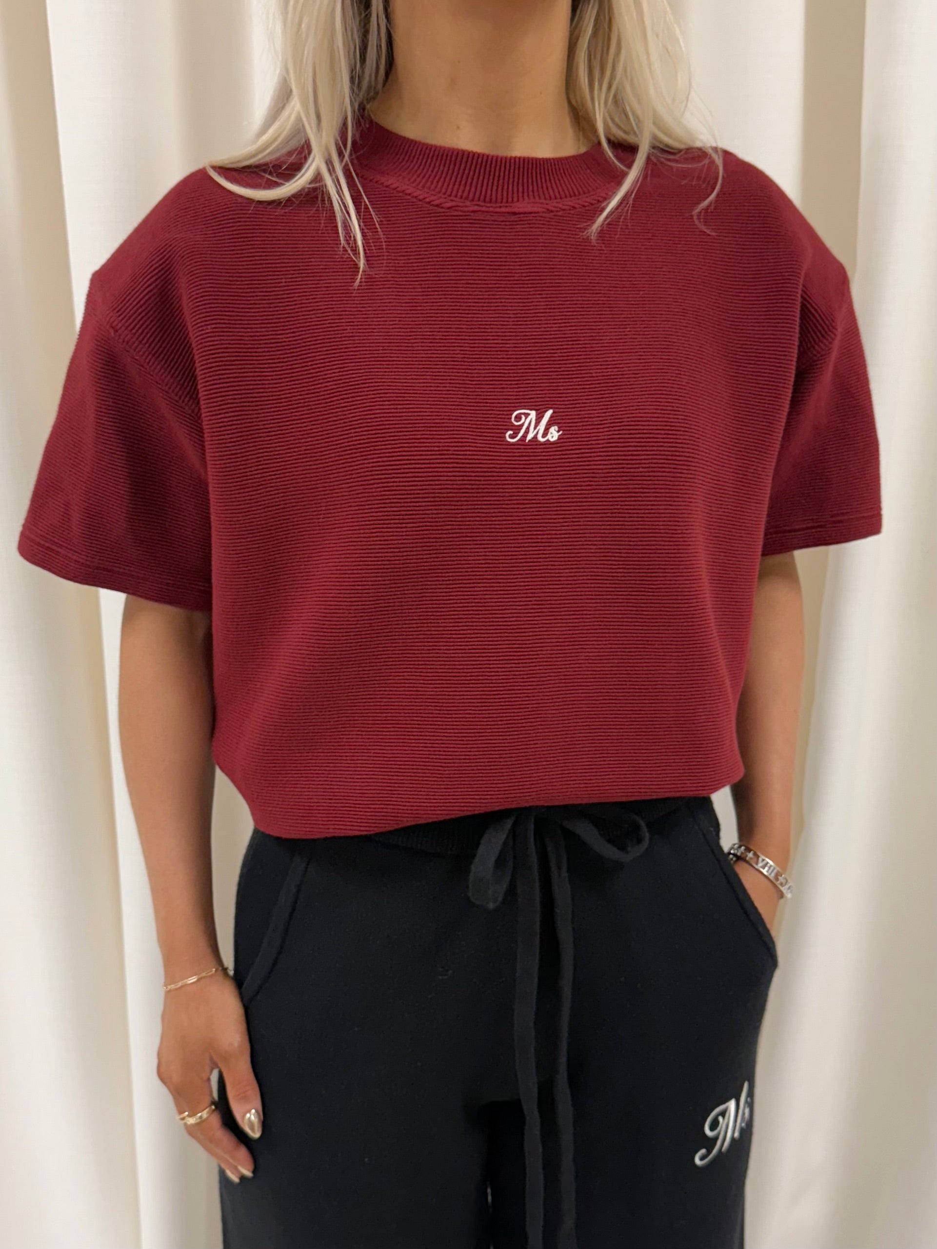 Burgundy Aura Ribbed Top.