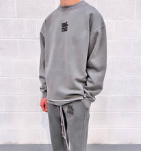 Load image into Gallery viewer, Washed Charcoal Heavyweight Bubble Open Hem Sweatshirt.