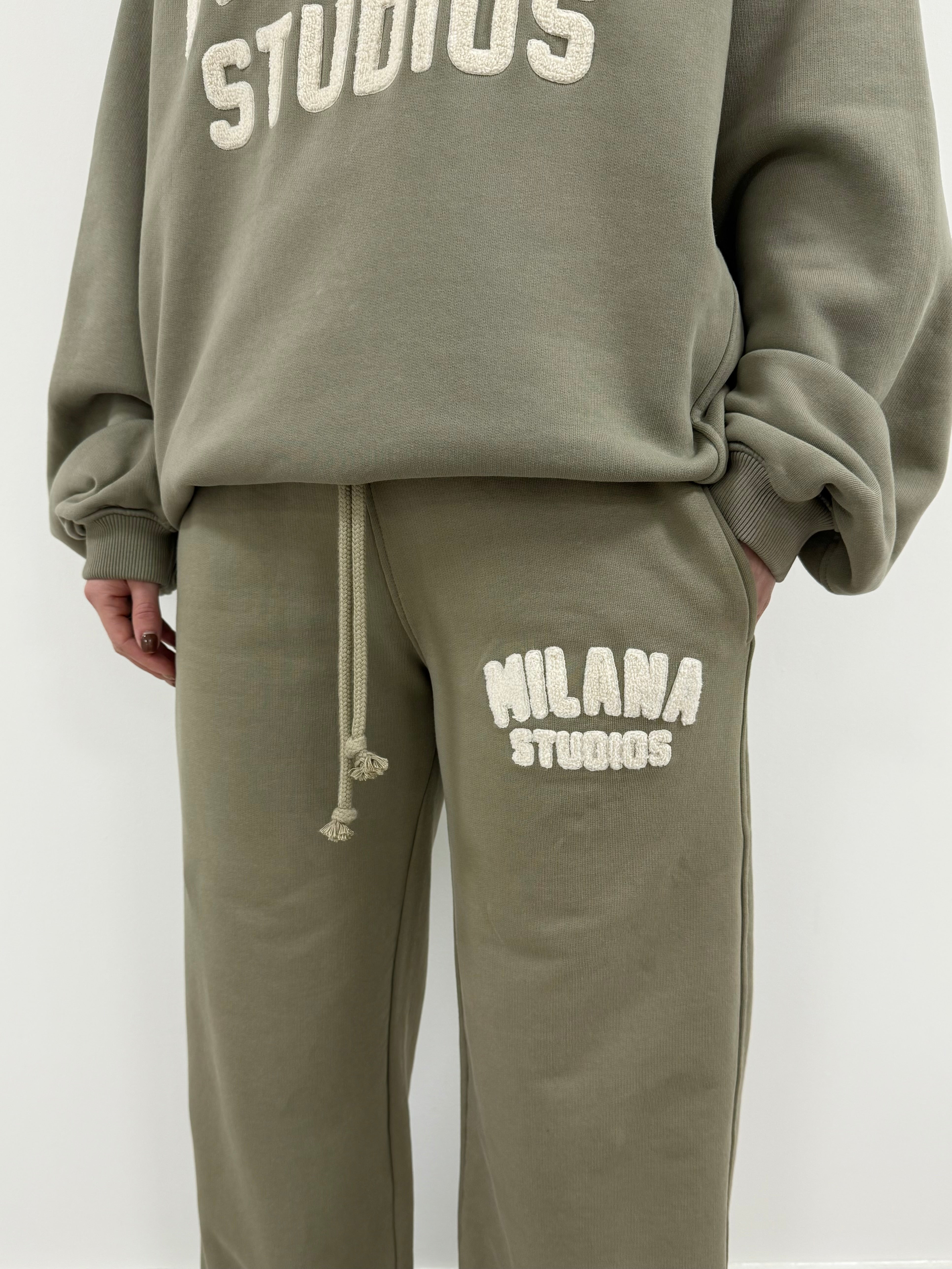 Cool Khaki Teddy Wide Sweatpants.