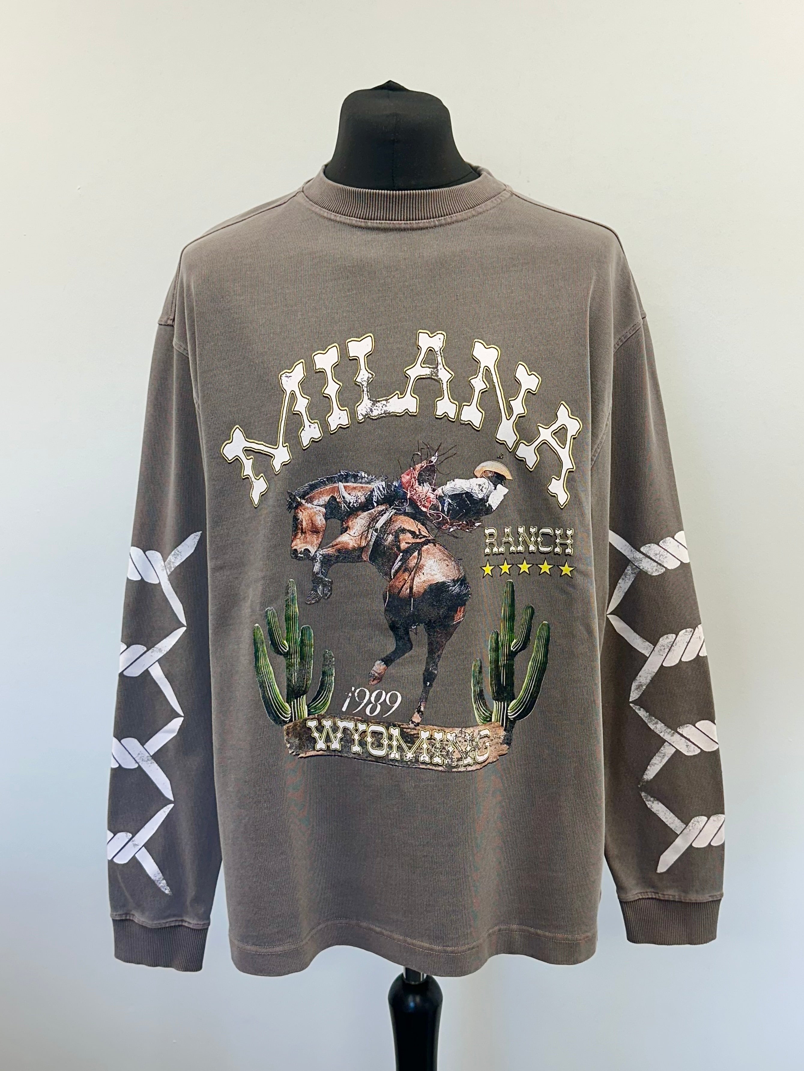 Washed Brown Ranch Heavyweight Long Sleeve T-shirt.