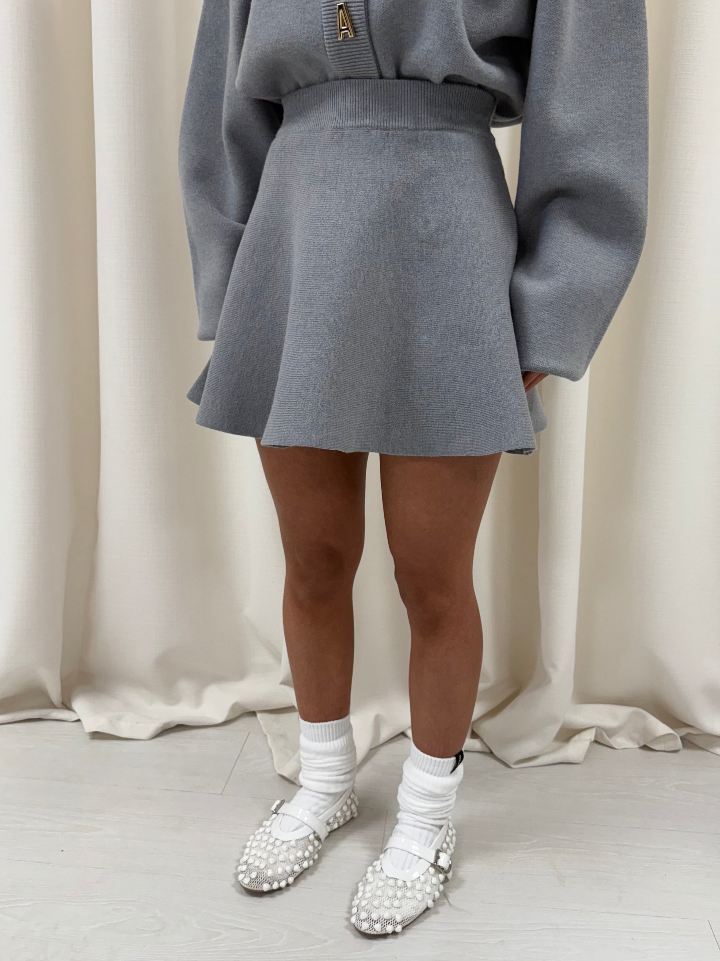 Grey Wave Knitted Skirt.