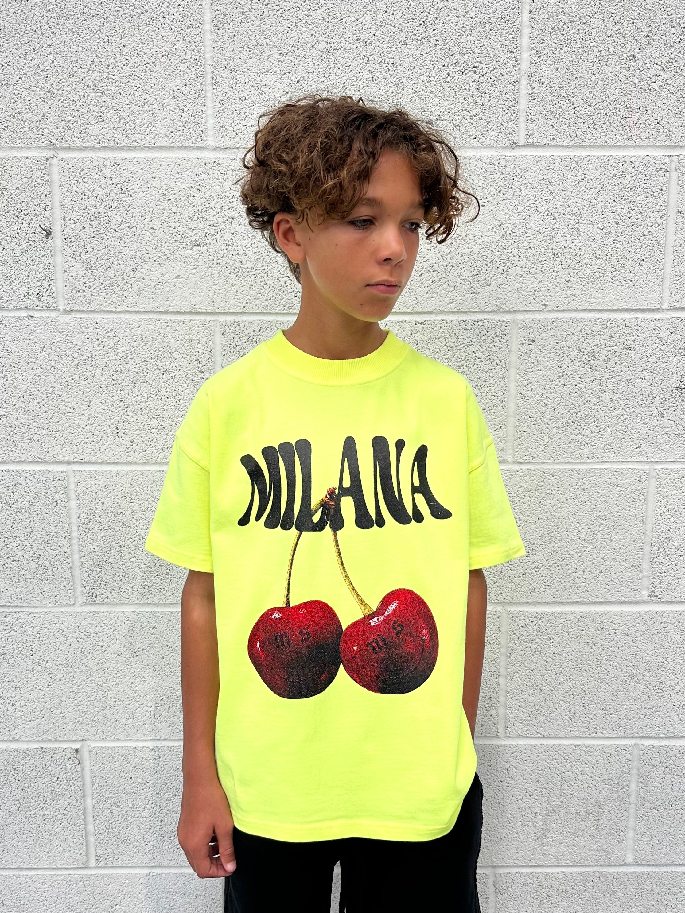 Neon Yellow Cherry Kids T-shirt.