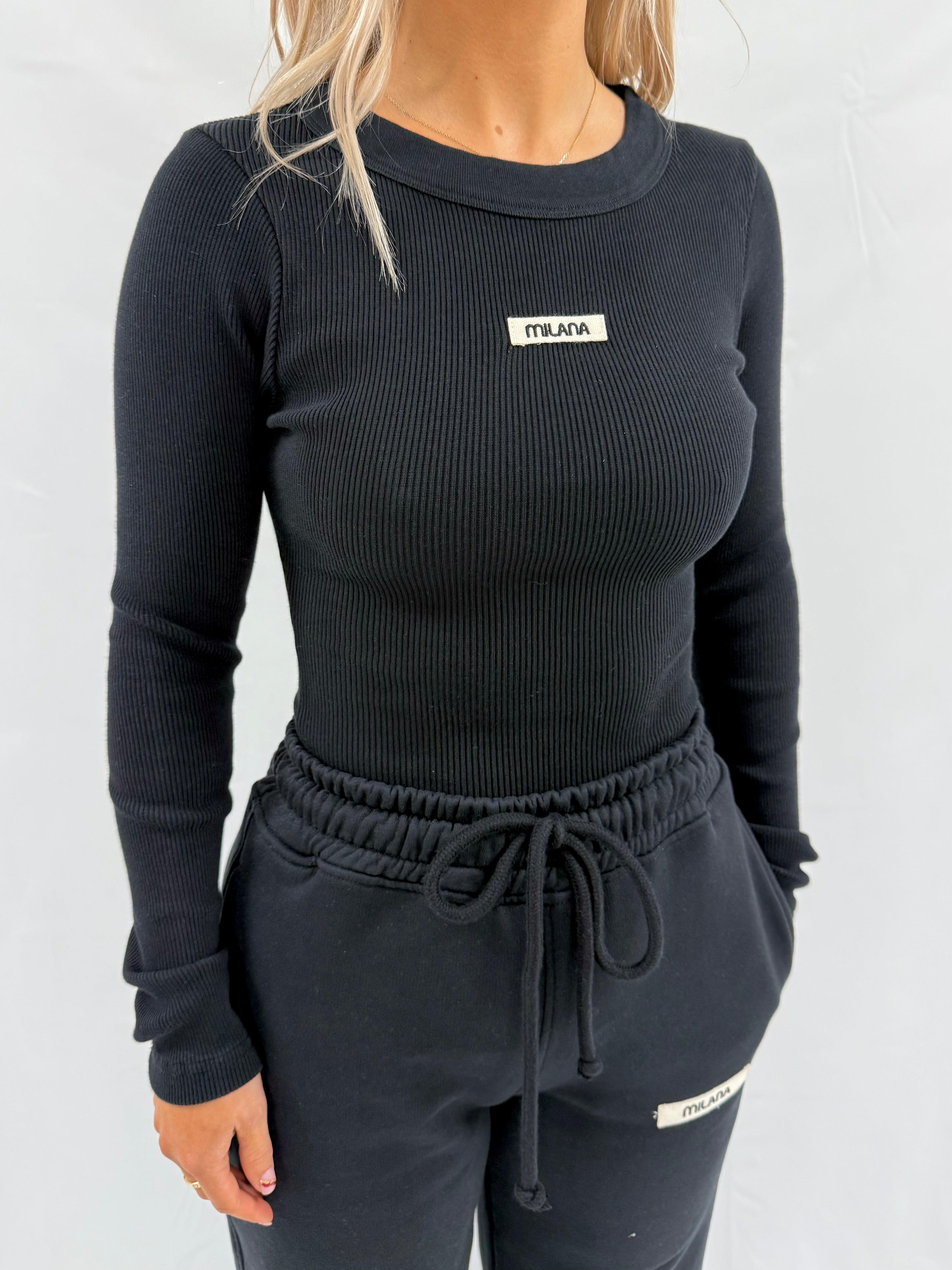 Black Core Ribbed Long Sleeve.