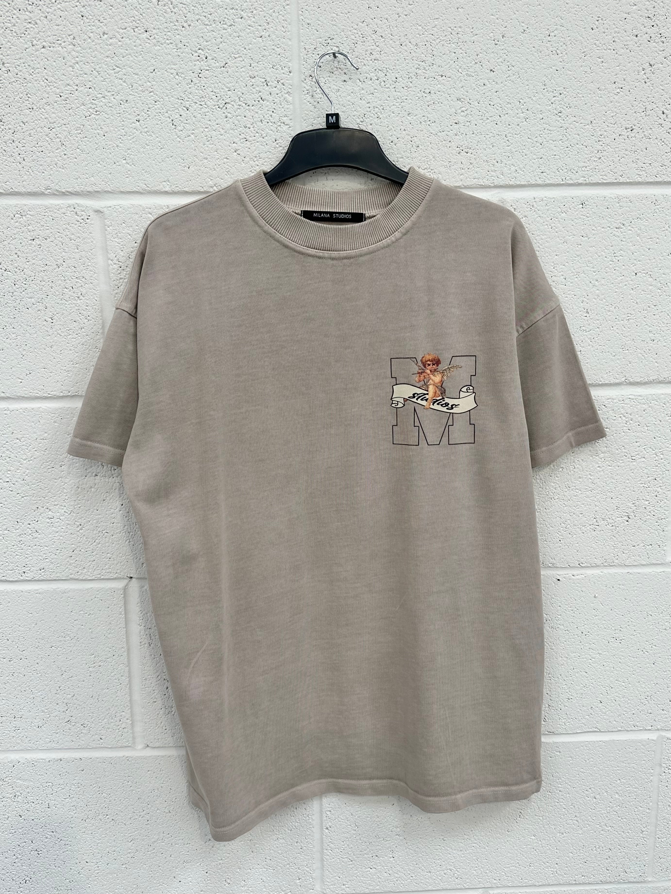 #H14 Washed Taupe Graphic Heavyweight T-shirt.