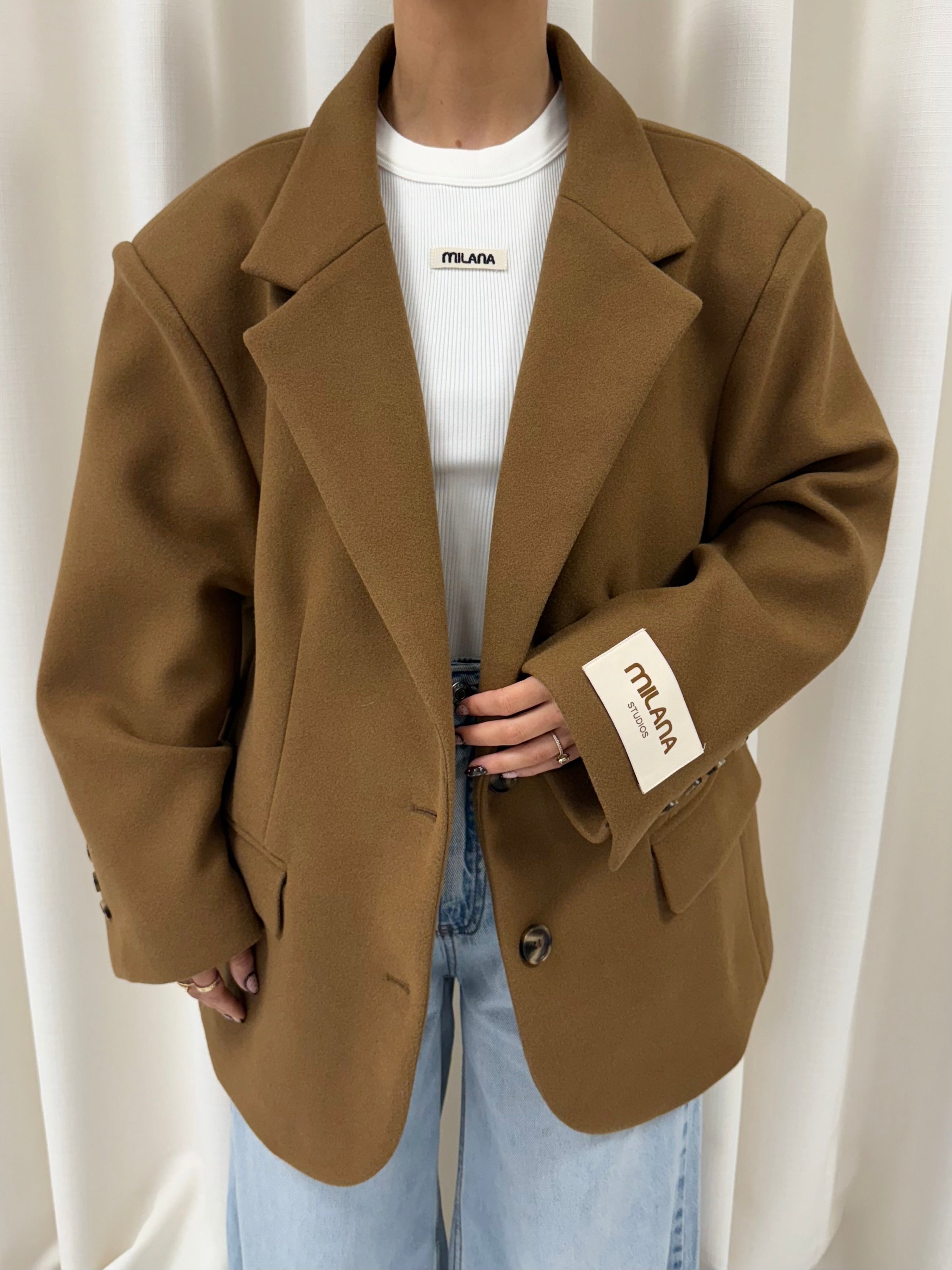 Brown Oversized Structured Blazer.