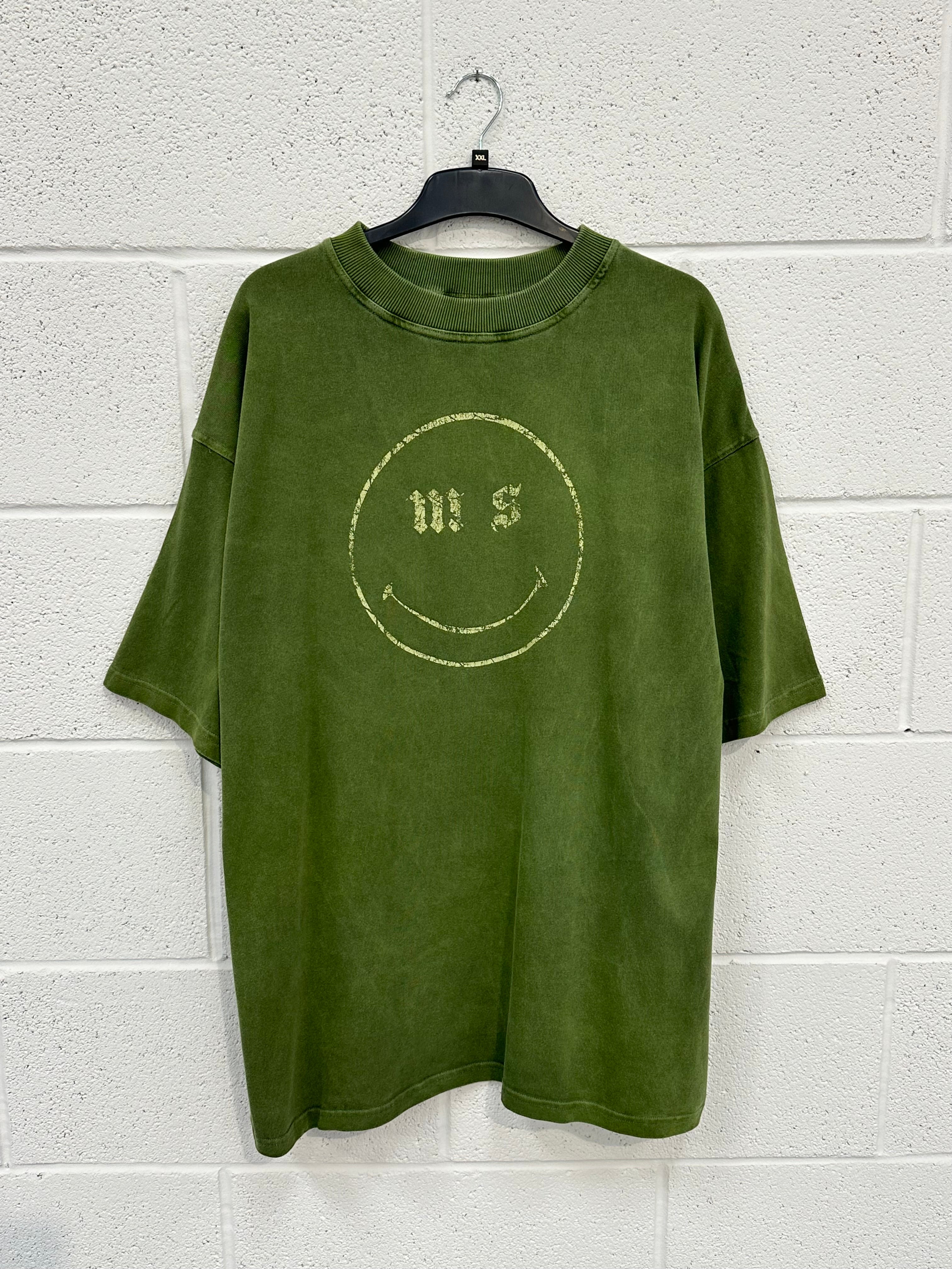 #K17 Washed Green Smiley Heavyweight T-shirt.