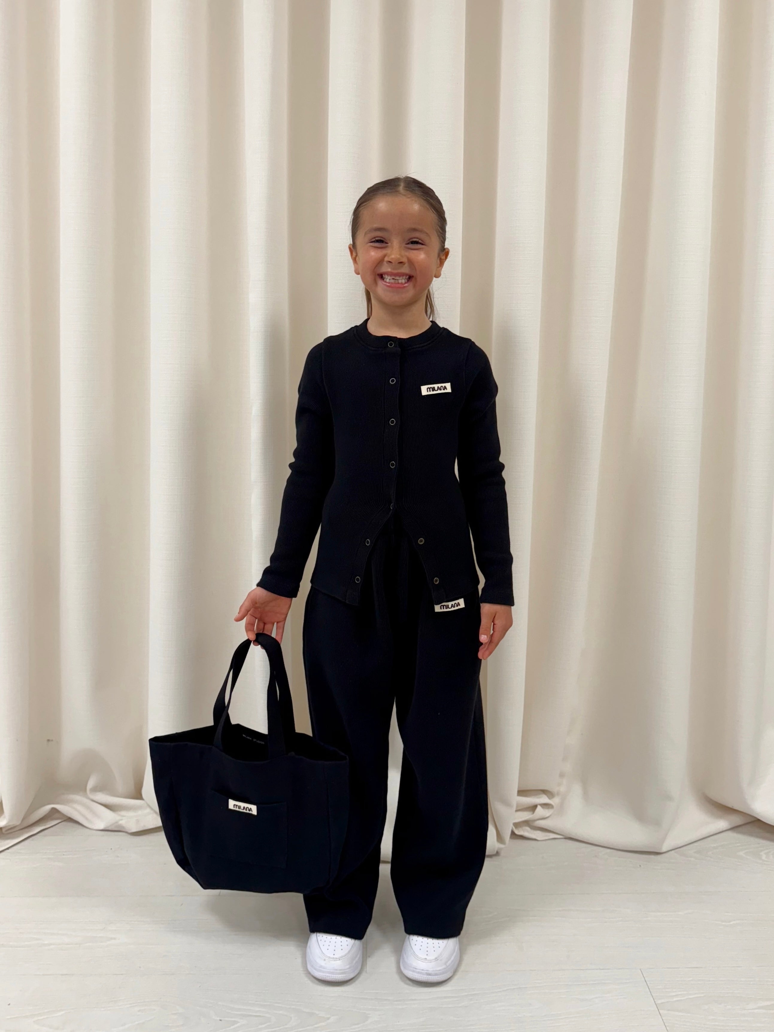 Black Core Soft Rib Kids Sweatpants.