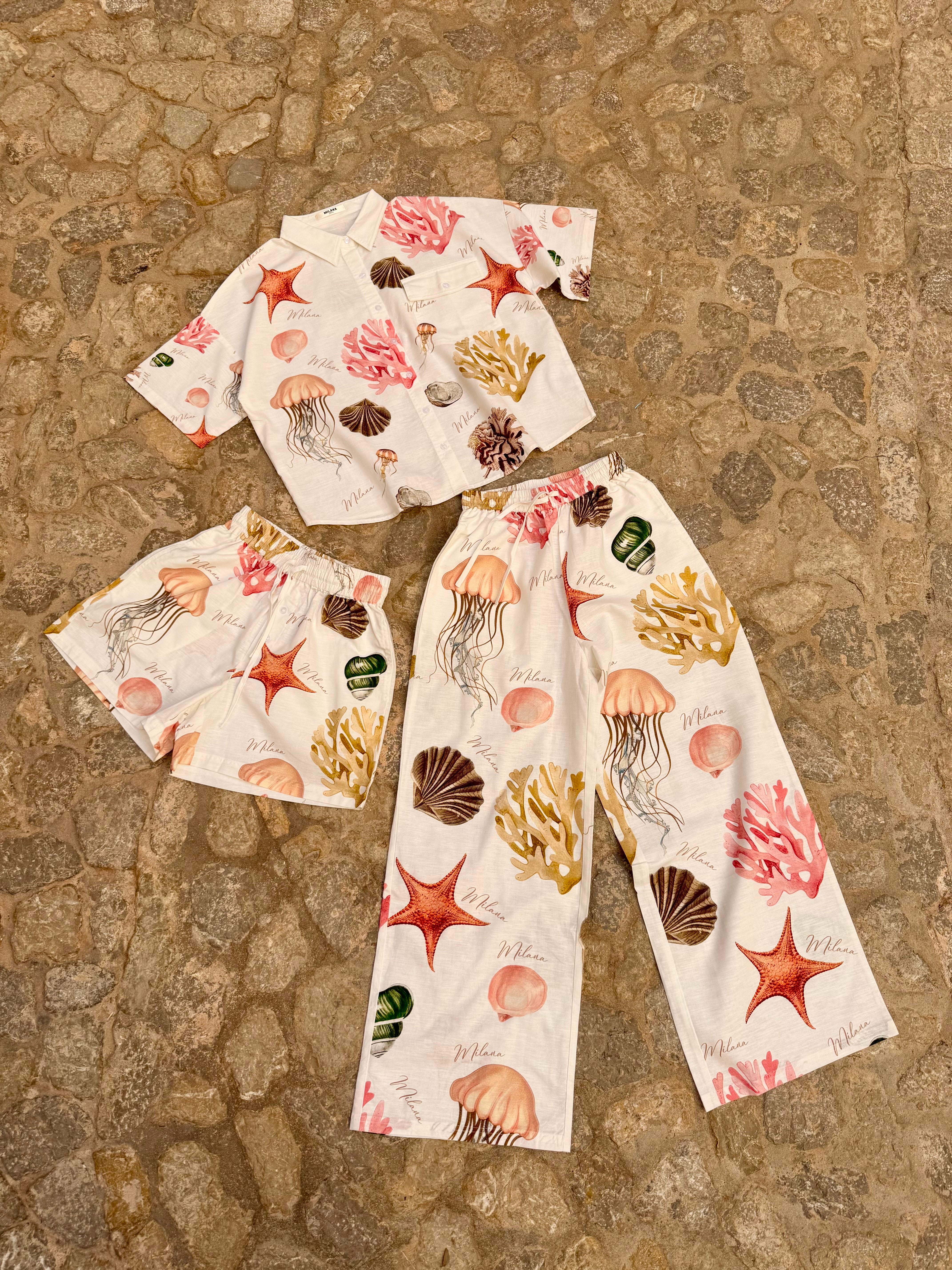 Ocean Linen Wide Leg Trousers.