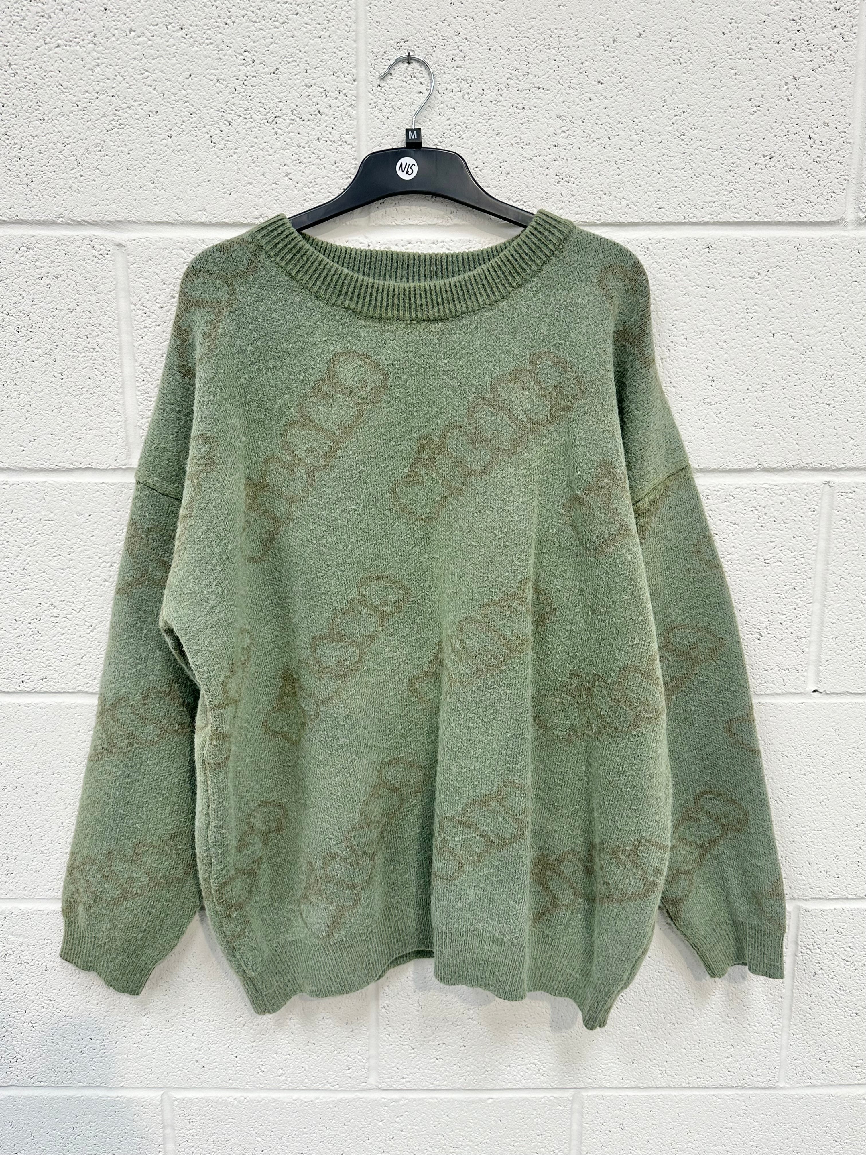 #N15 Washed Matcha All Over Knit.