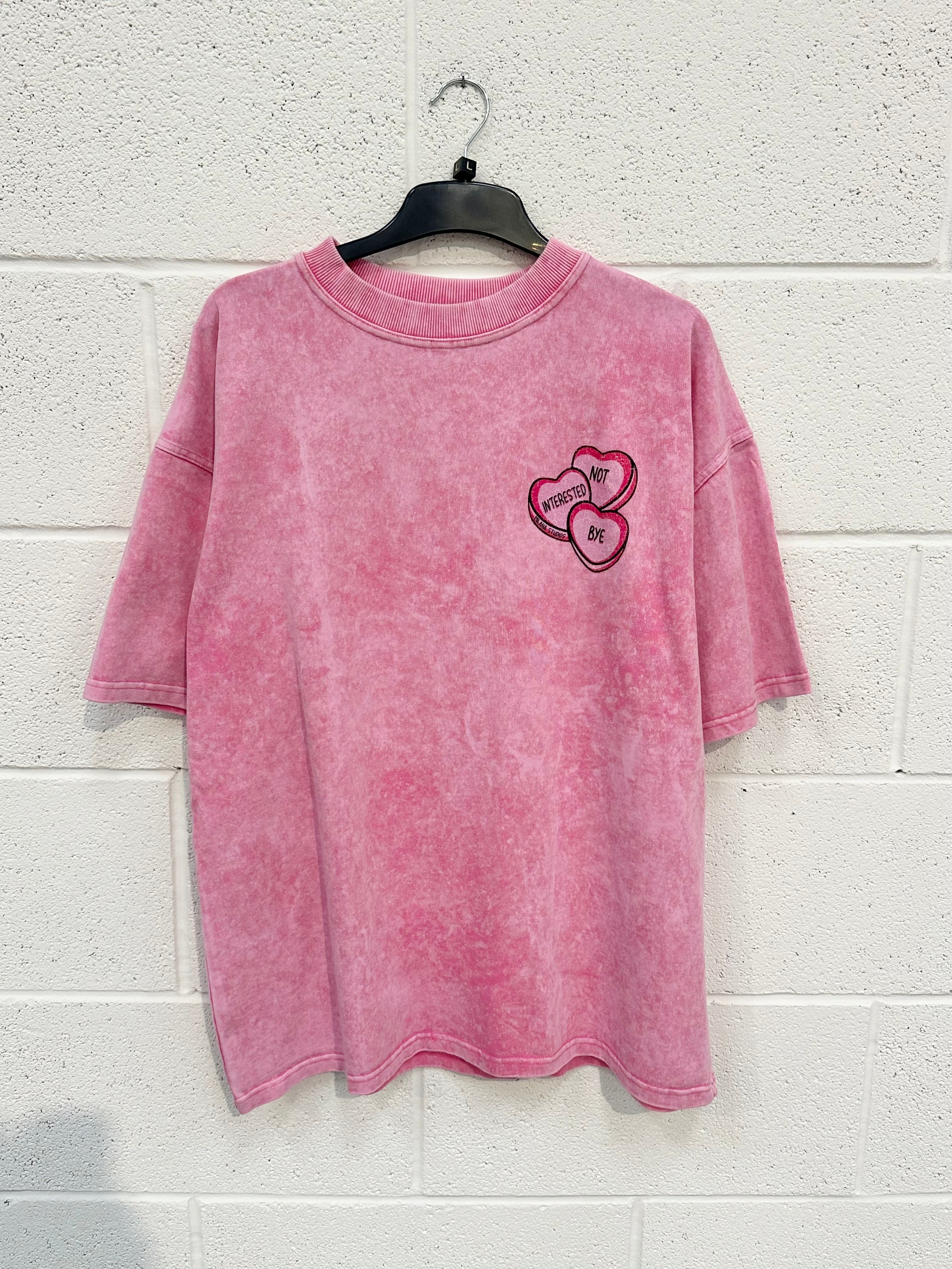 #P2 Washed Pink Hearts Heavyweight T-shirt.