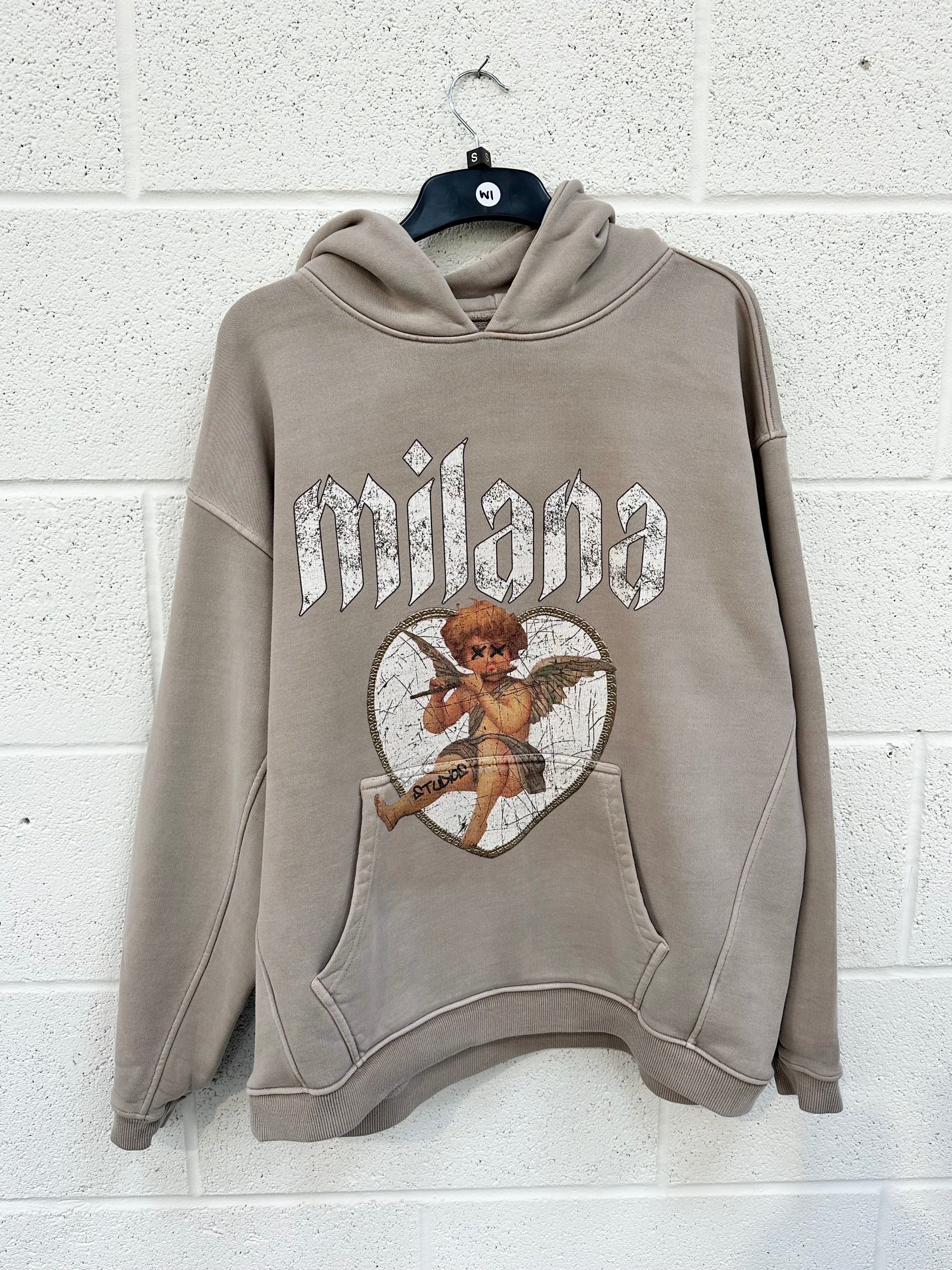 #W1 Washed Taupe Cherub Heavyweight Hoodie.