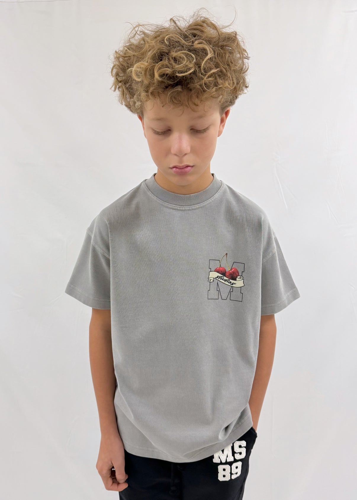 Washed Ash Grey Milana History Kids T-shirt.