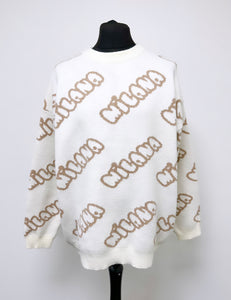Cream Bubble Heavyweight Knit Sweatshirt.