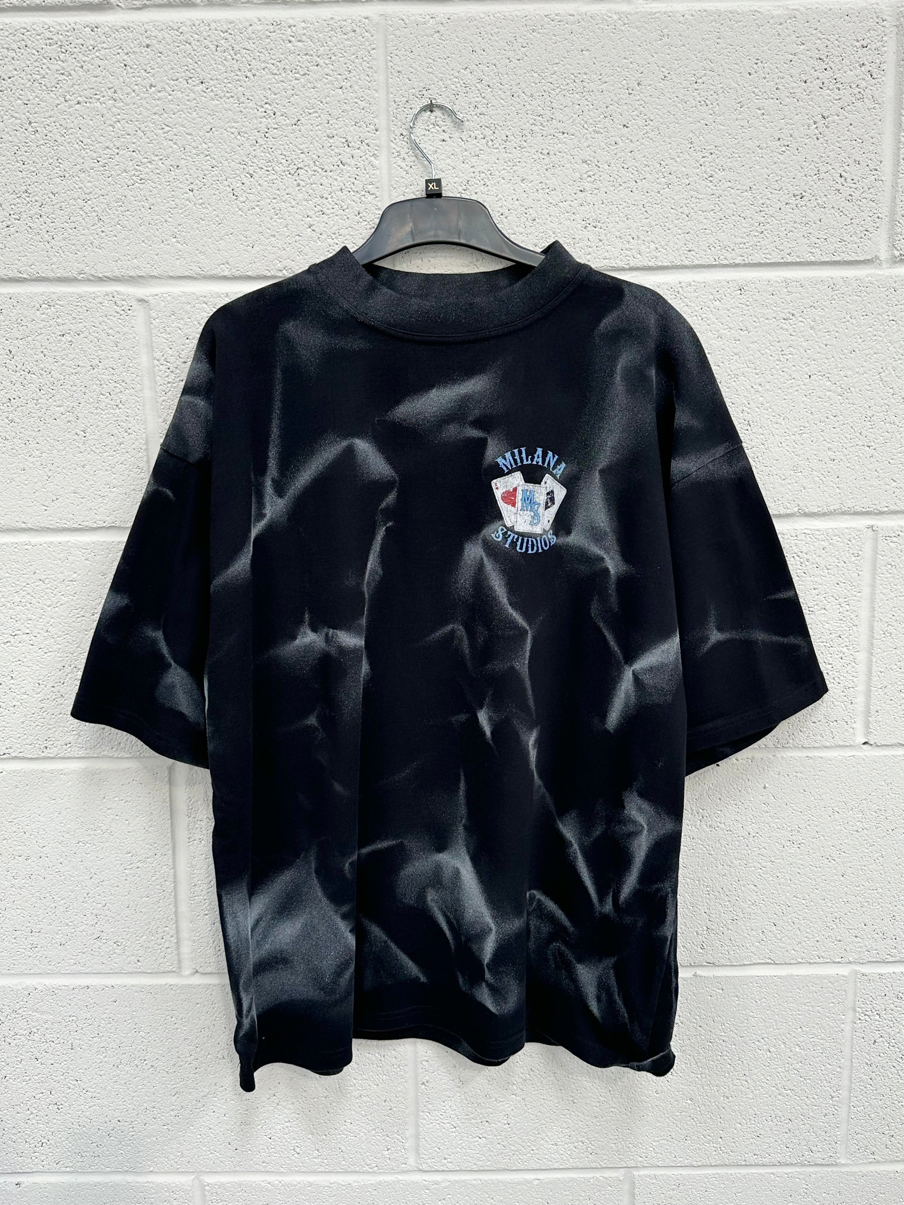 #L8 Black Spray Out Cards Heavyweight T-shirt.