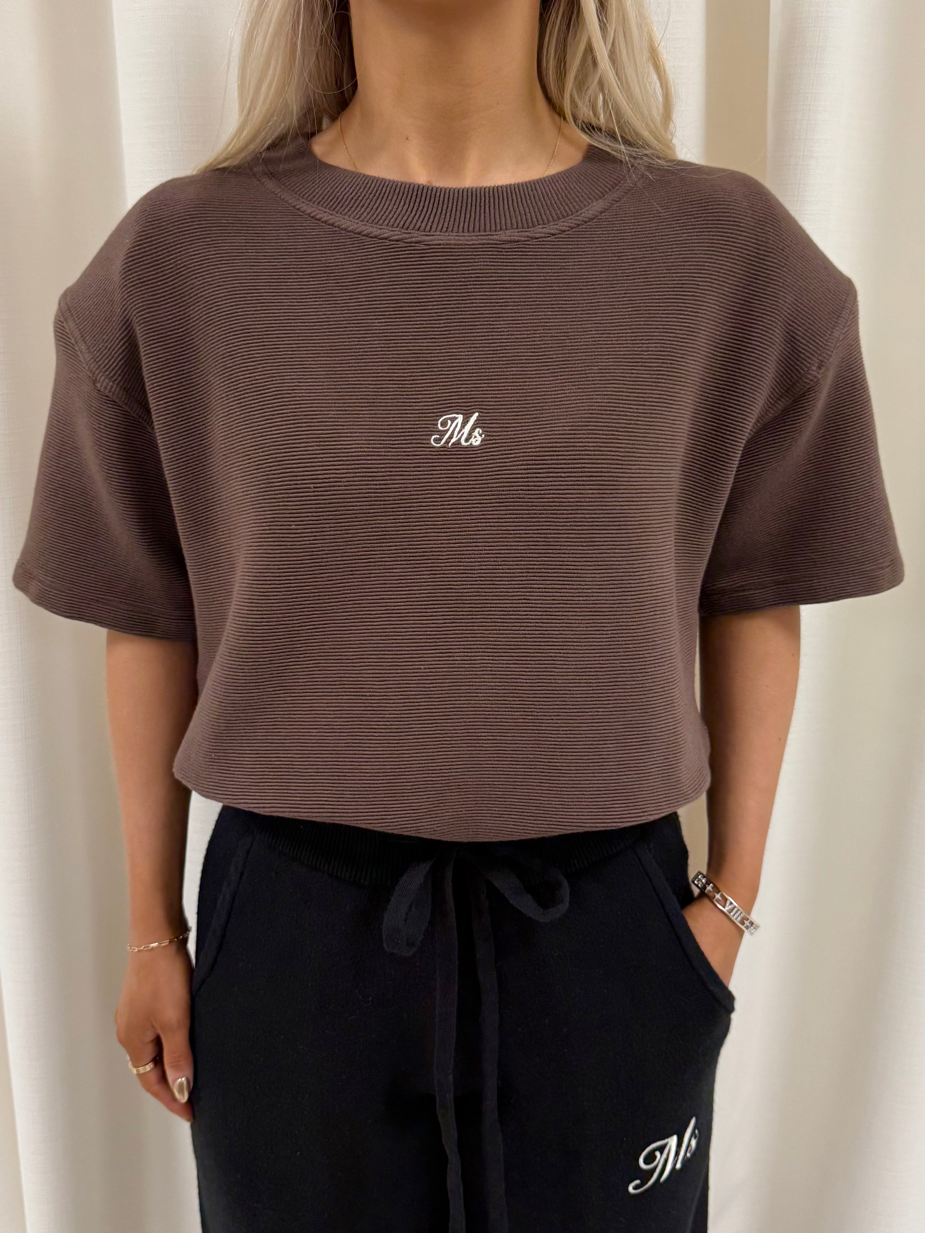 Chocolate Brown Aura Ribbed Top.