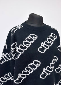 Black Bubble Heavyweight Knit Sweatshirt.