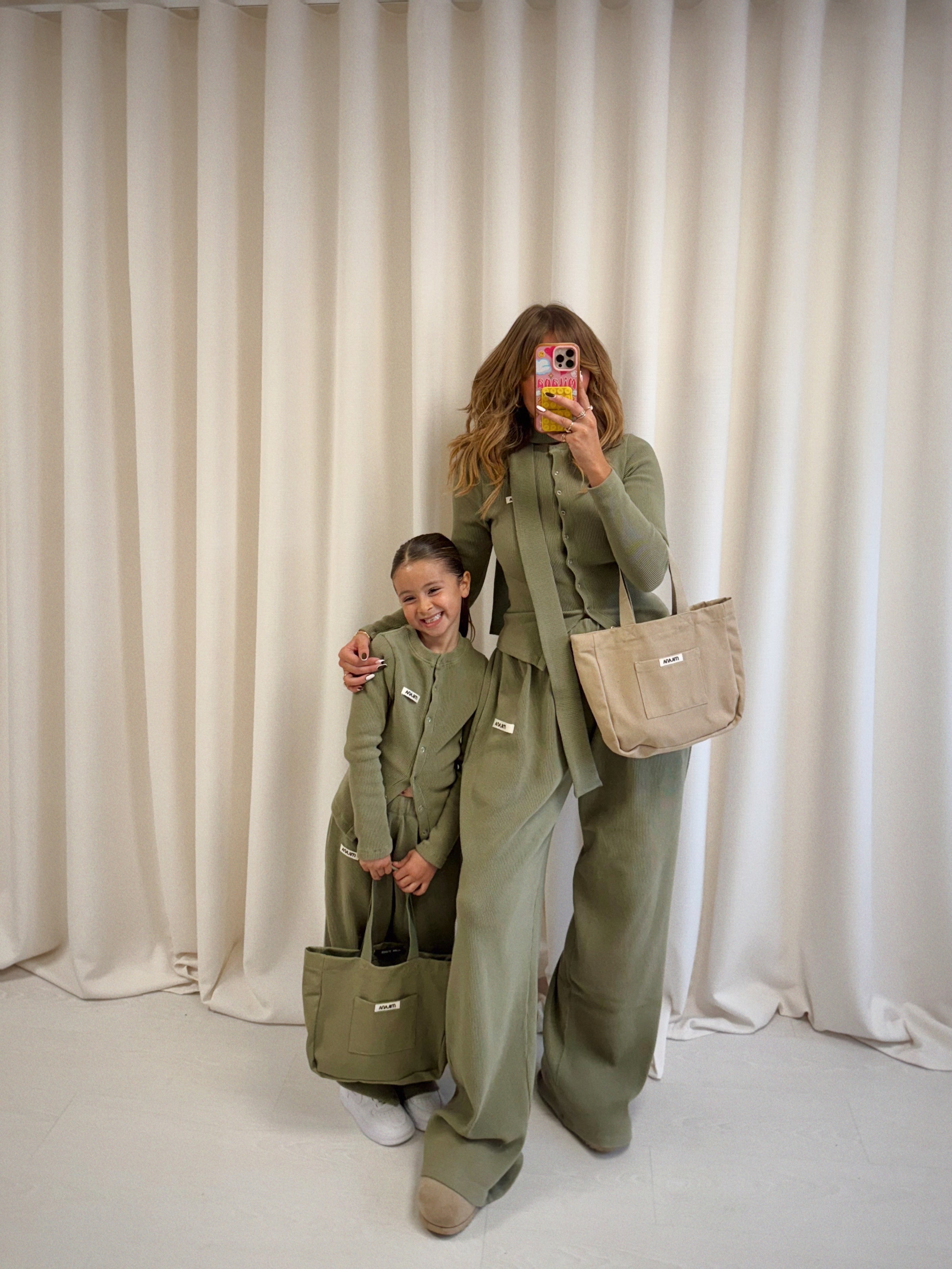 Khaki Green Core Mini Pocket Tote Bag.