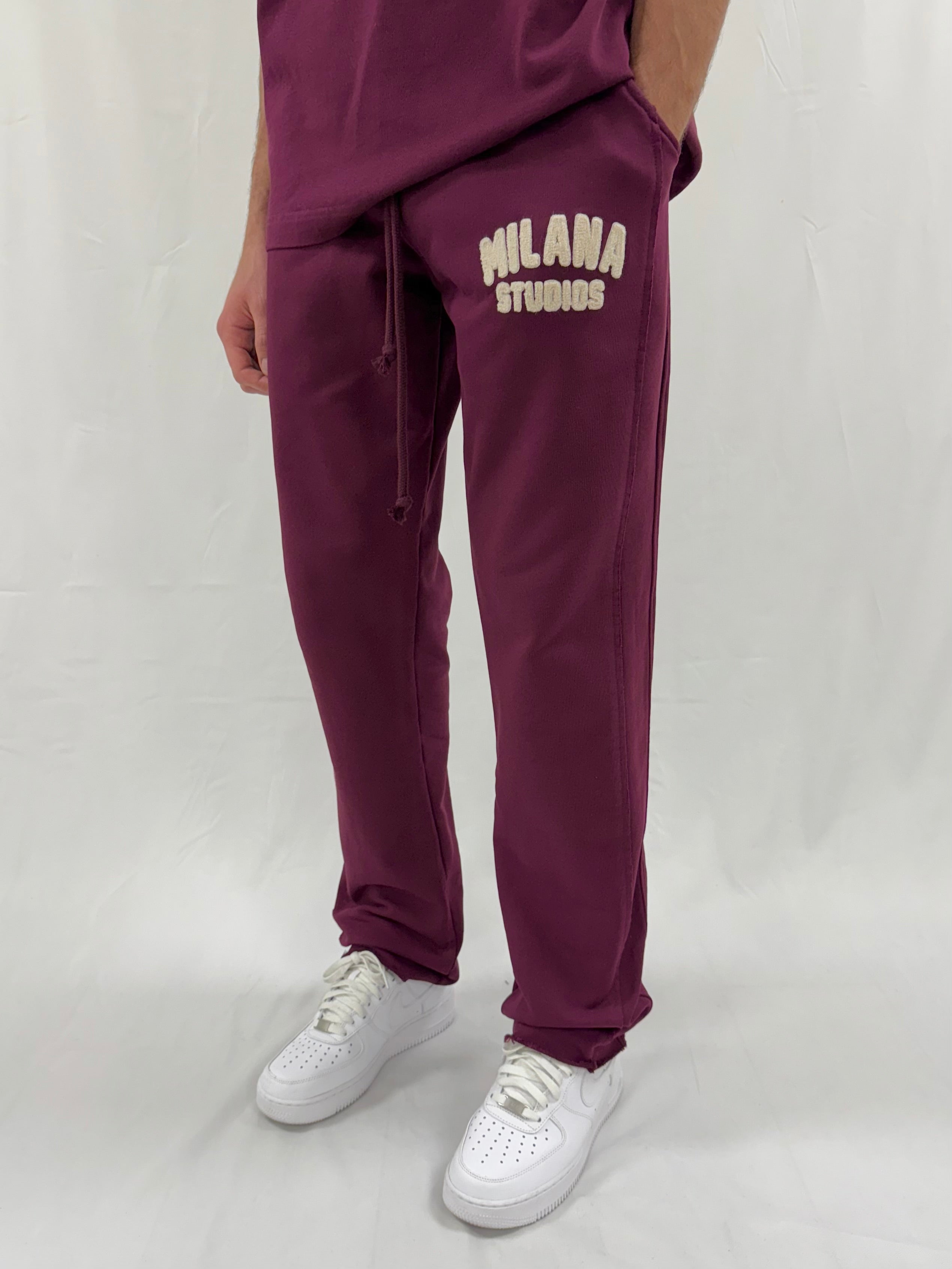 Deep Burgundy Teddy Relaxed Sweatpants.